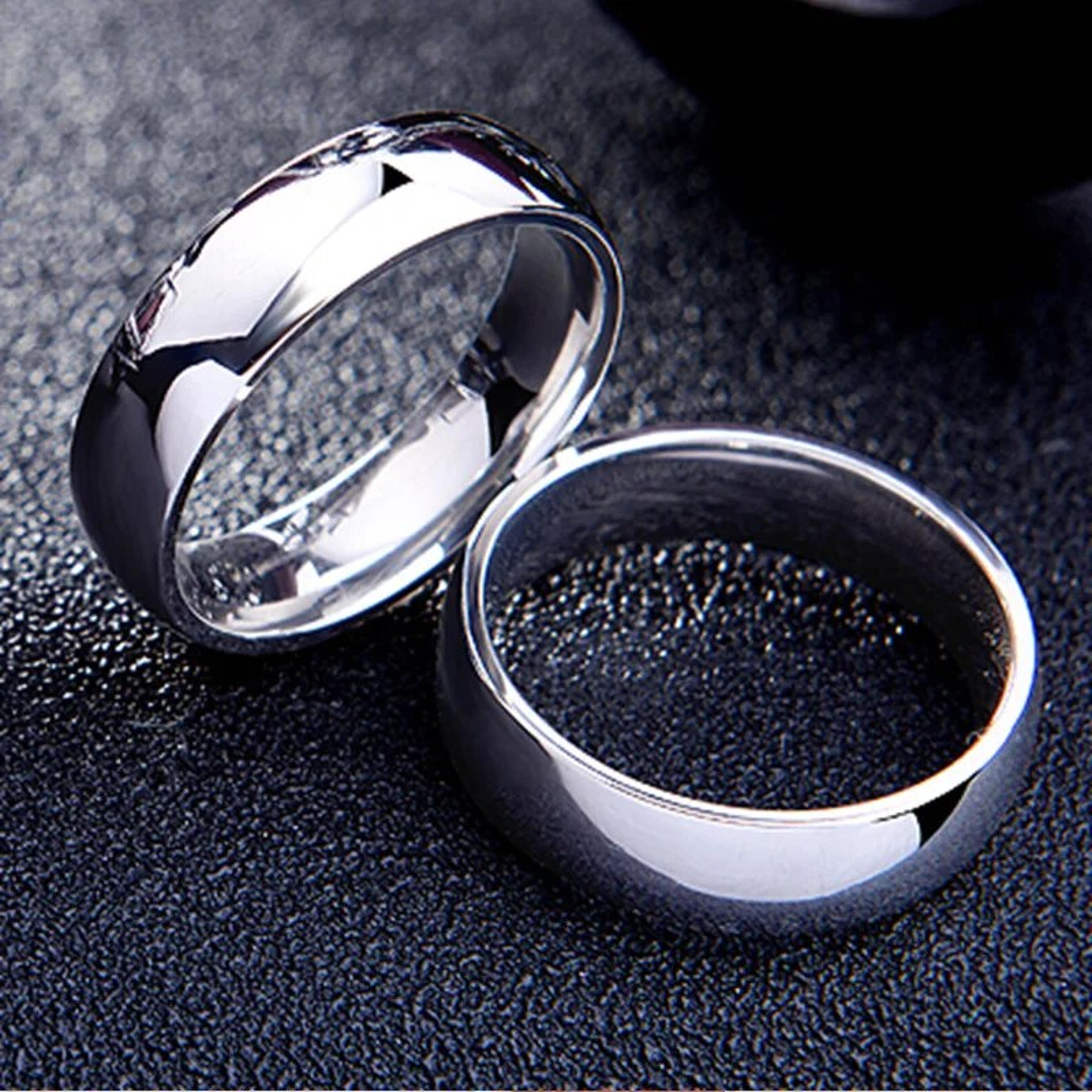 simple promise ring in gold & silver stainless steel - unisex wedding fashion jewelry for men & women