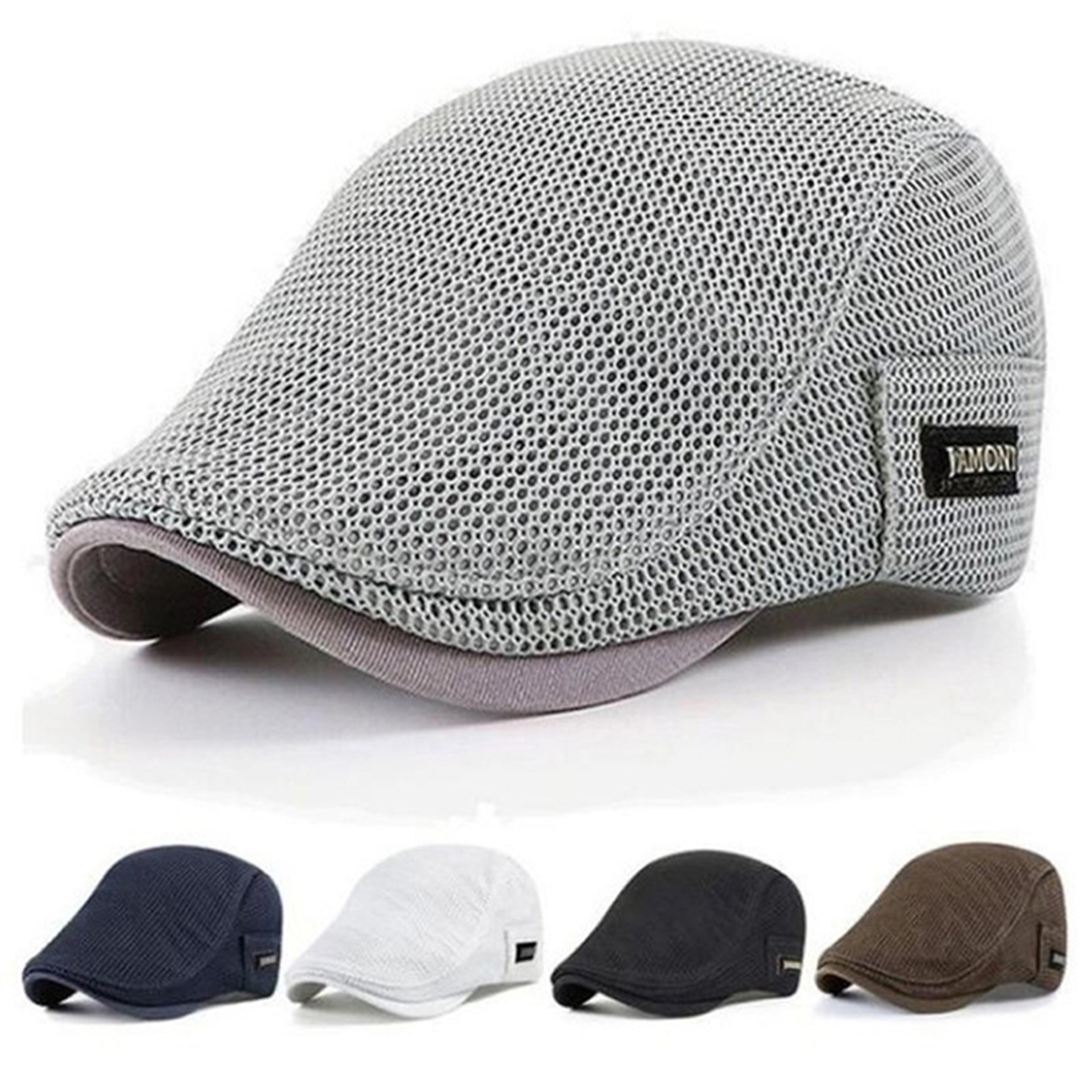 men's breathable cotton berets: casual spring-summer mesh newsboy & ivy flat caps
