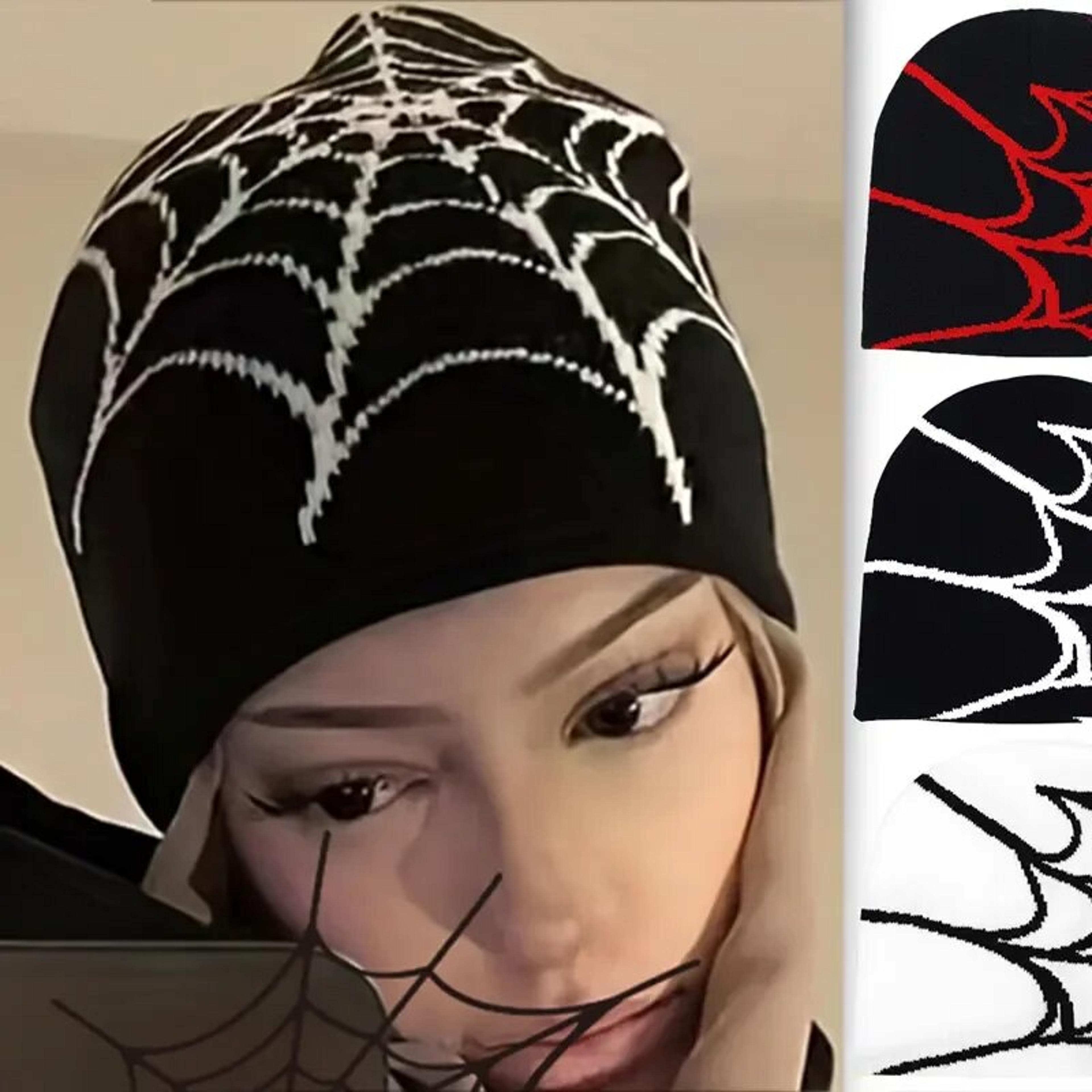 y2k goth spider web knitted hat: unisex warm beanie for hip-hop street style