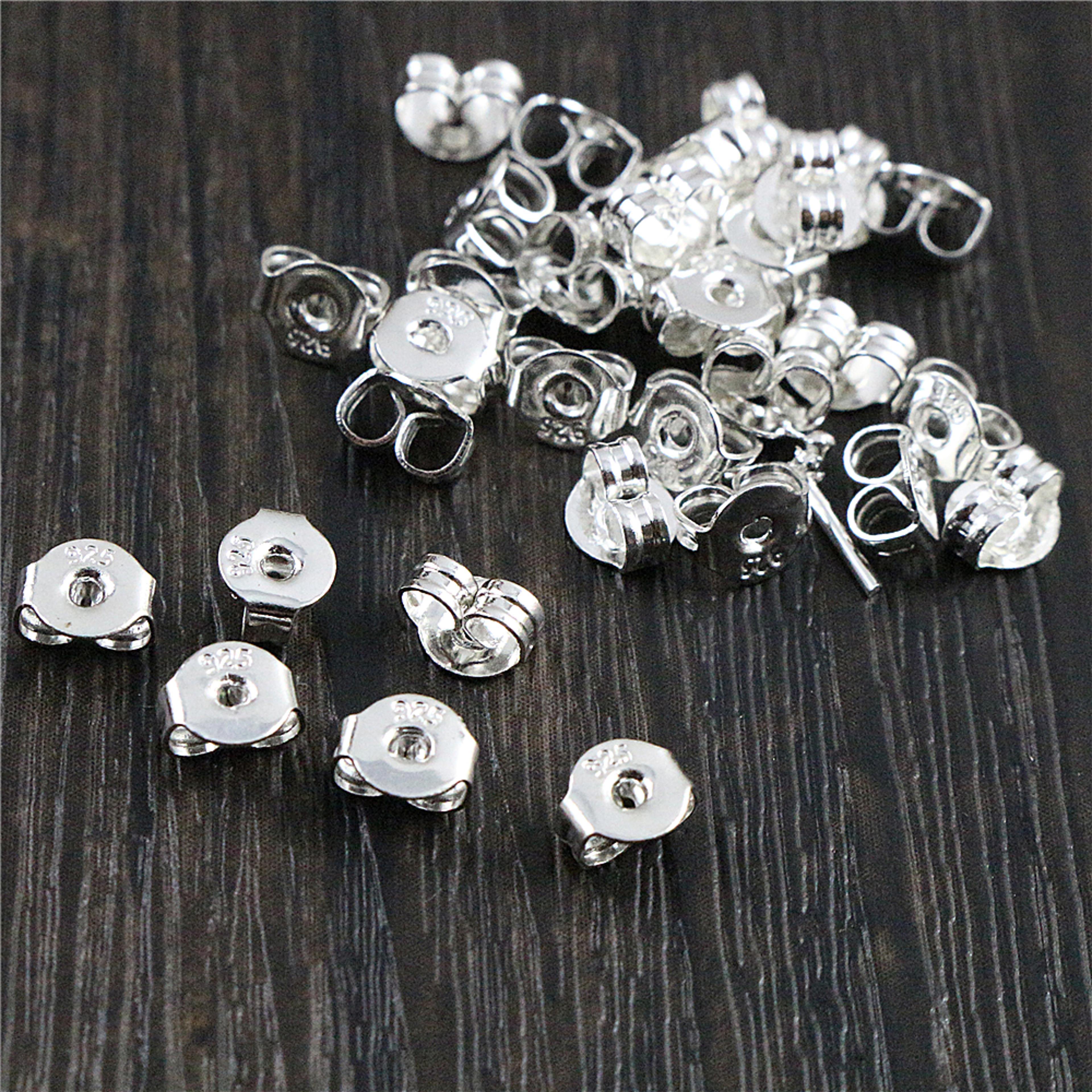 wholesale 100pcs rose gold 925 silver-plated copper earring backs - high-quality settings and ear stud bases