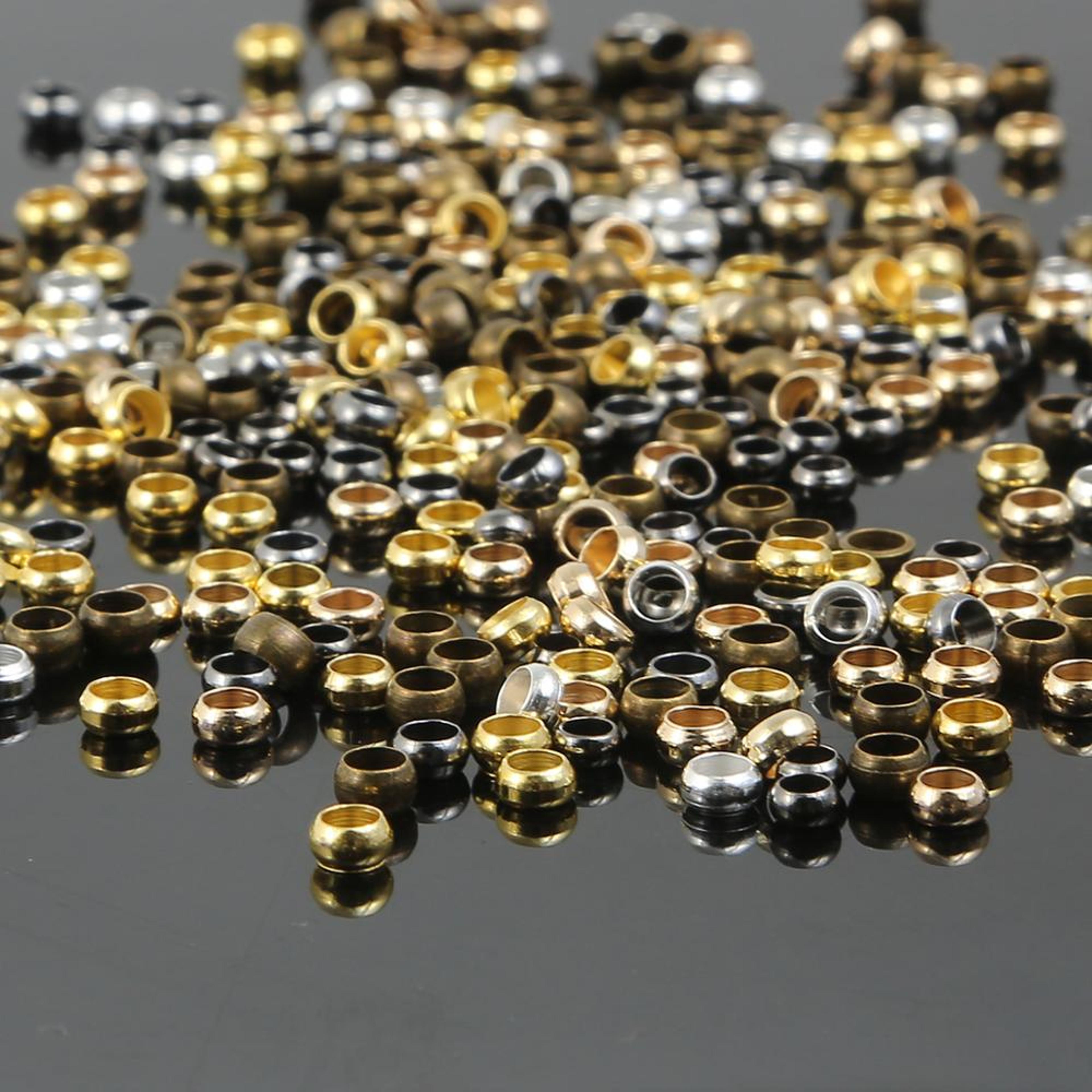 gold, silver, copper ball crimp end beads: 1.5-4mm spacer for diy jewelry making - earring & necklace supplies