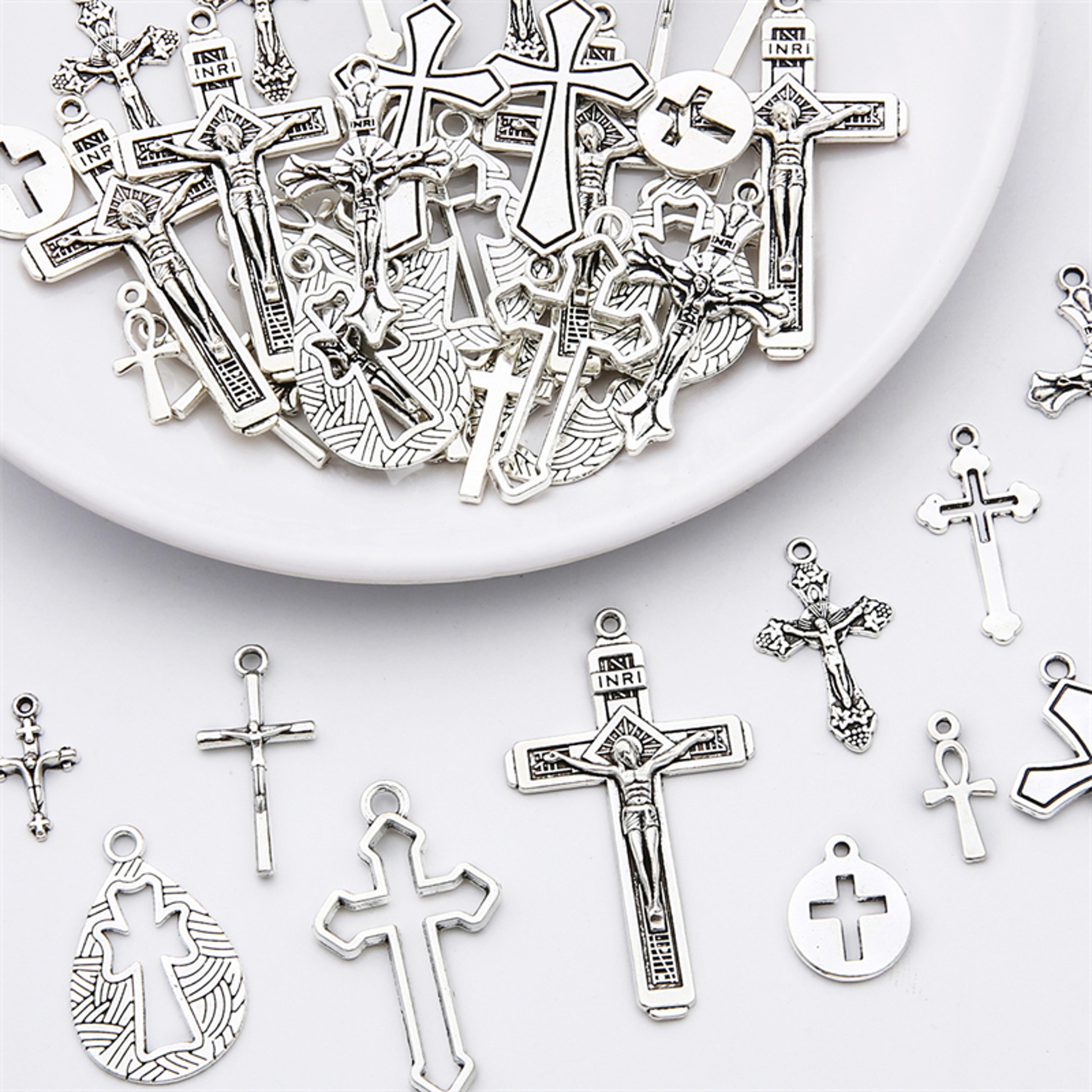 tibetan style antique silver cross charm pendants for diy jewelry making - pack of 10/20/40
