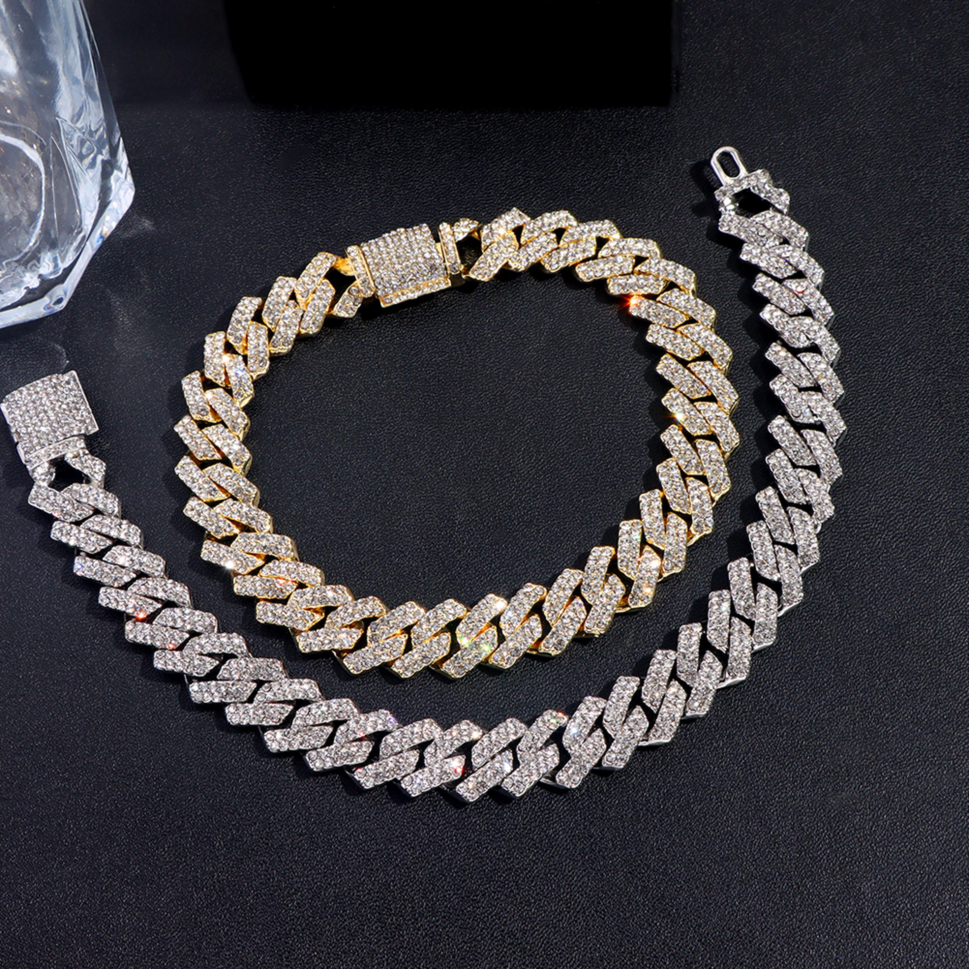 luxurious mens cuban bracelet full diamond rhombus design sparkling jewelry