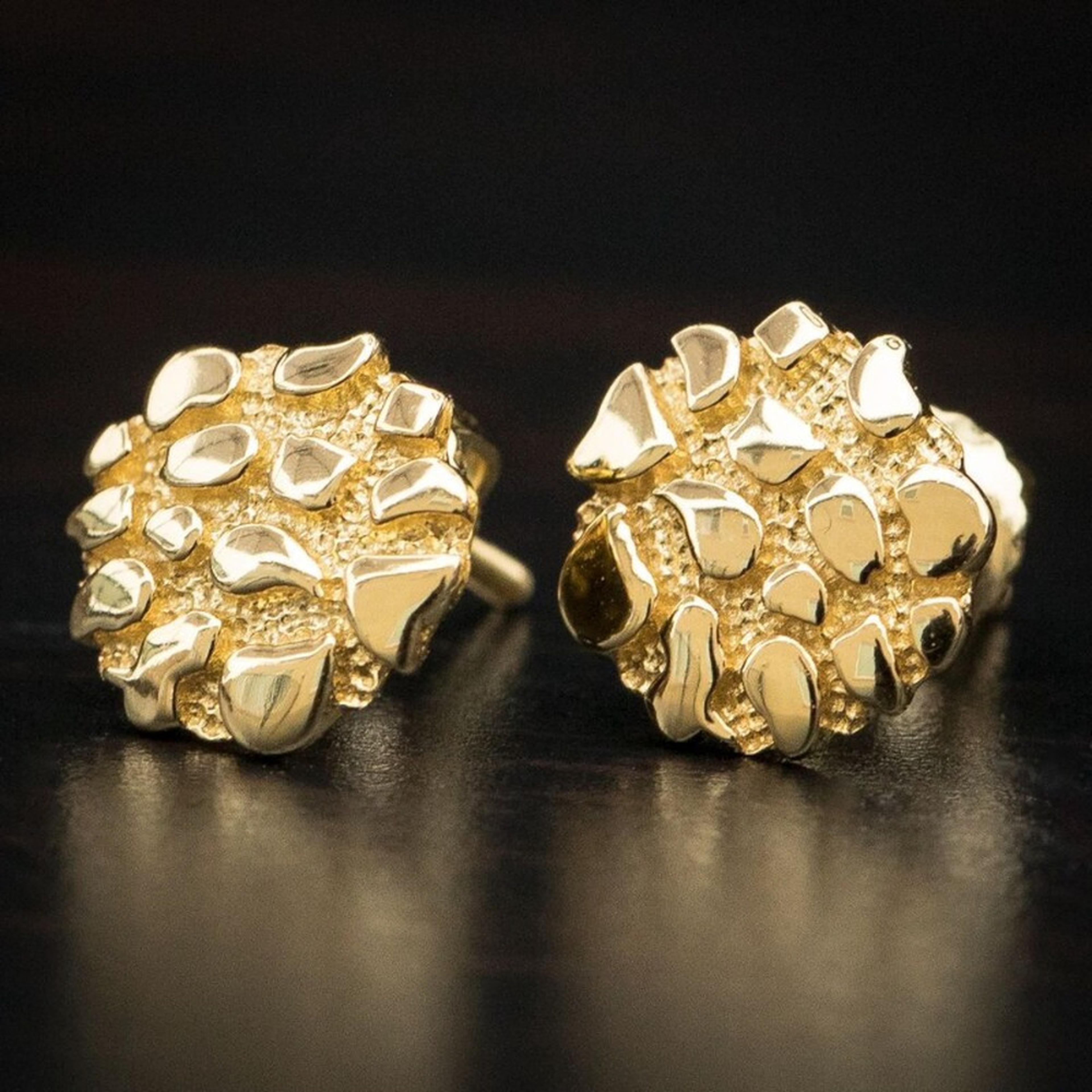fashion gold plated stud earrings natural gold nugget statement jewelry for women