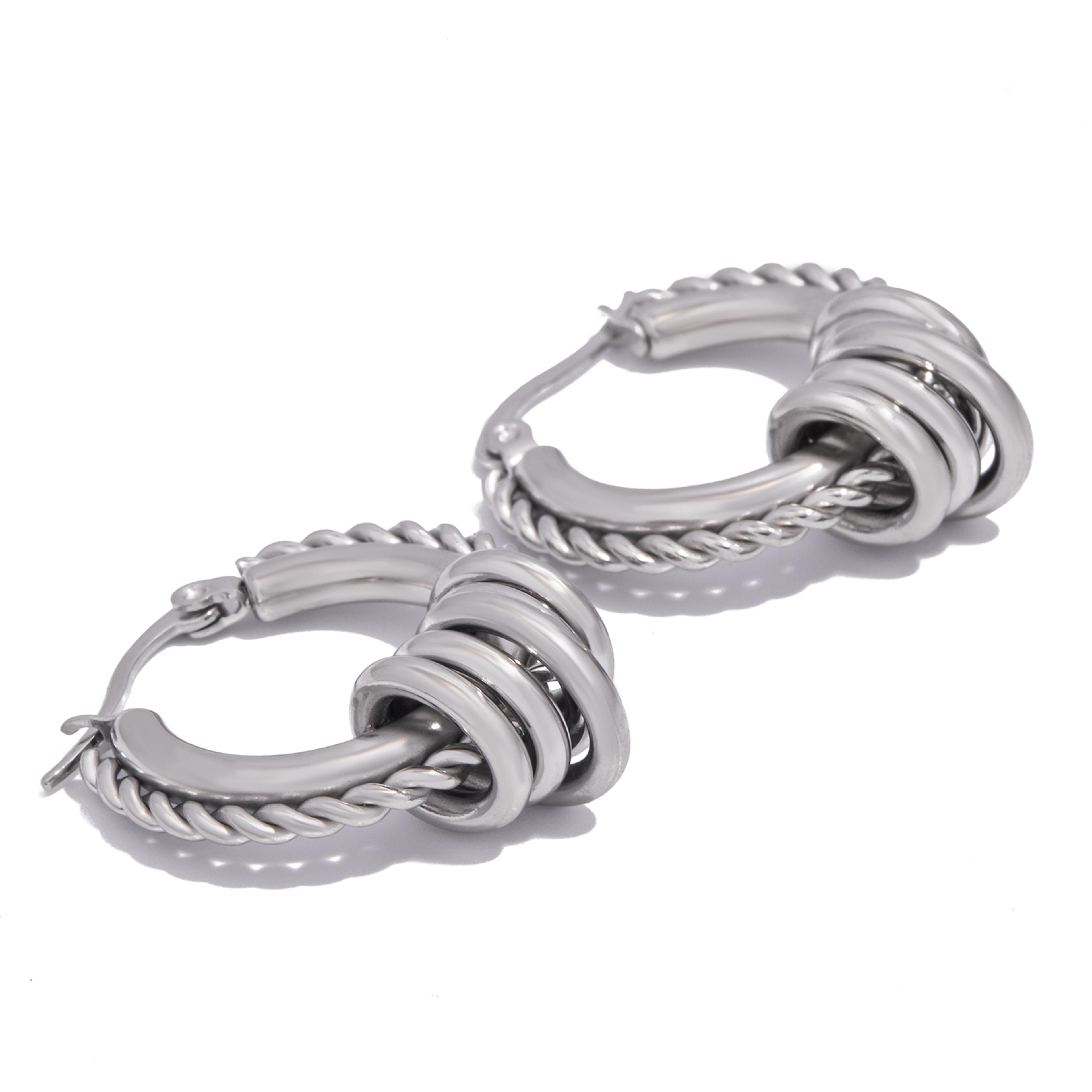 Multilayer Circle Twist Earrings For Women Trendy Gold Plated Stainless Steel Statement Jewelry Bij 7