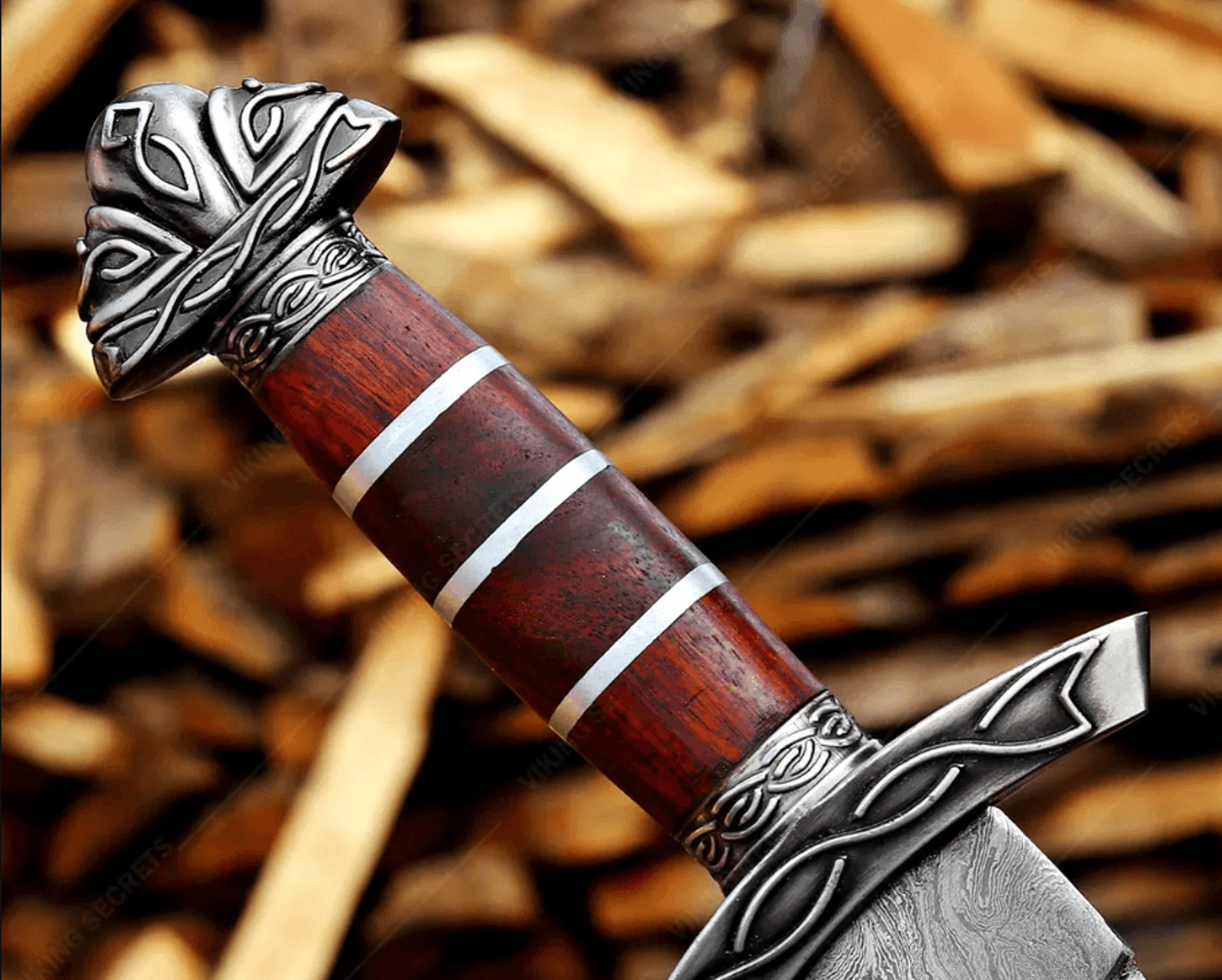 HandForged Damascus Viking Sword  Norse Warrior Longsword  Fully Decorated Steel Handle 2