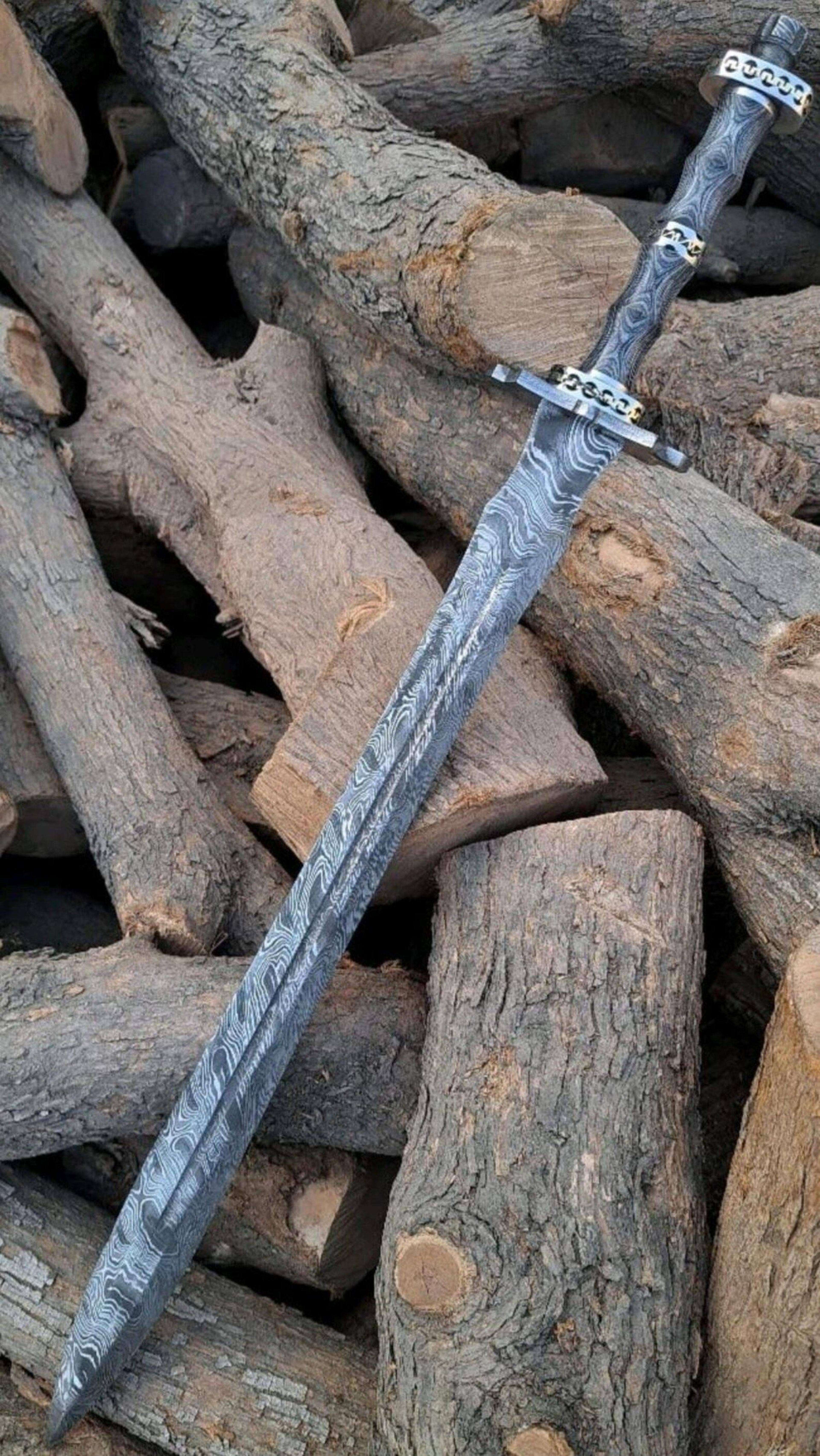HandForged Damascus Steel Sword  Custom Handmade Viking Style Full Tang Blade 3
