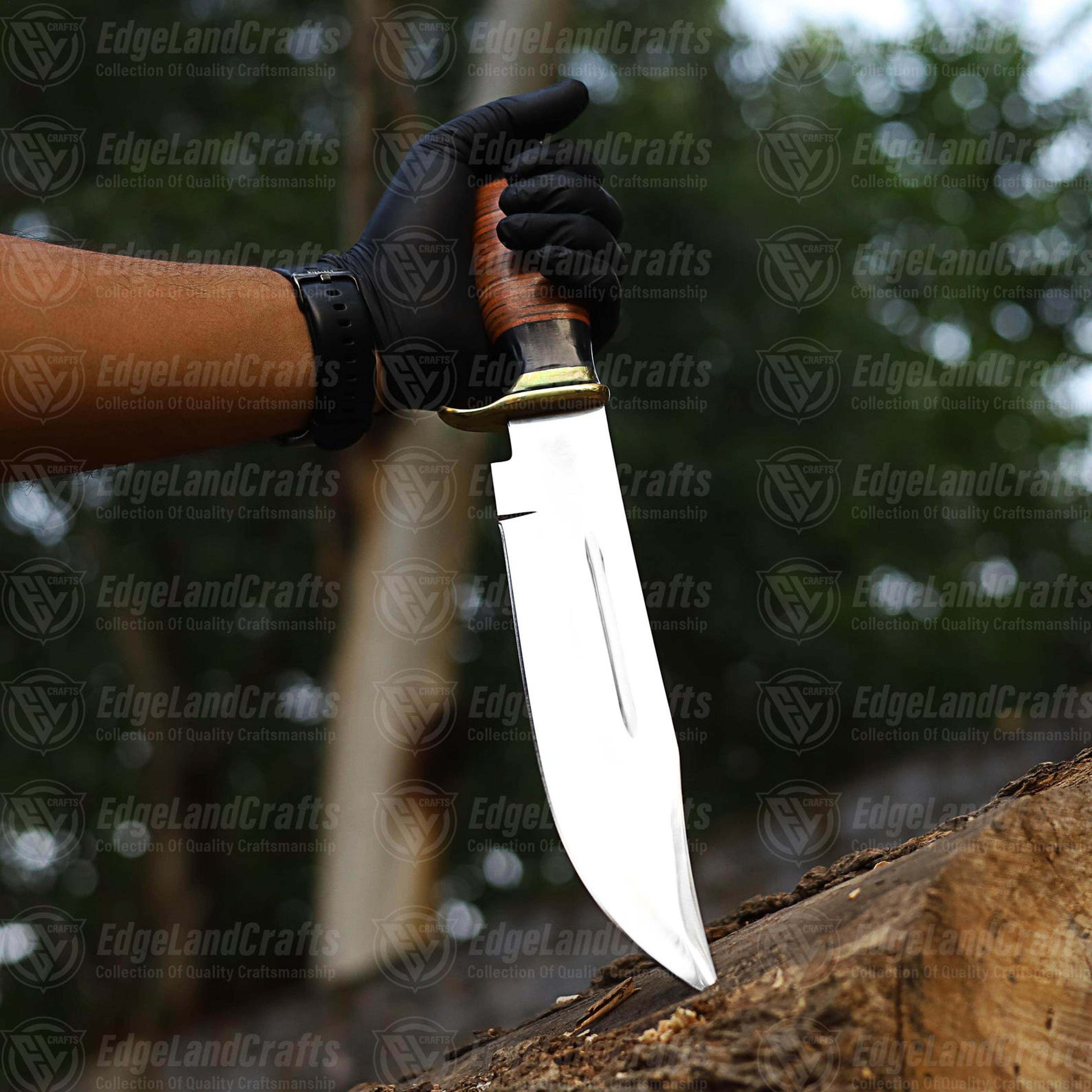 Handcrafted D2 Steel Bowie Knife With Buffalo Horn Handle And Leather Sheath  Perfect Gift For 0