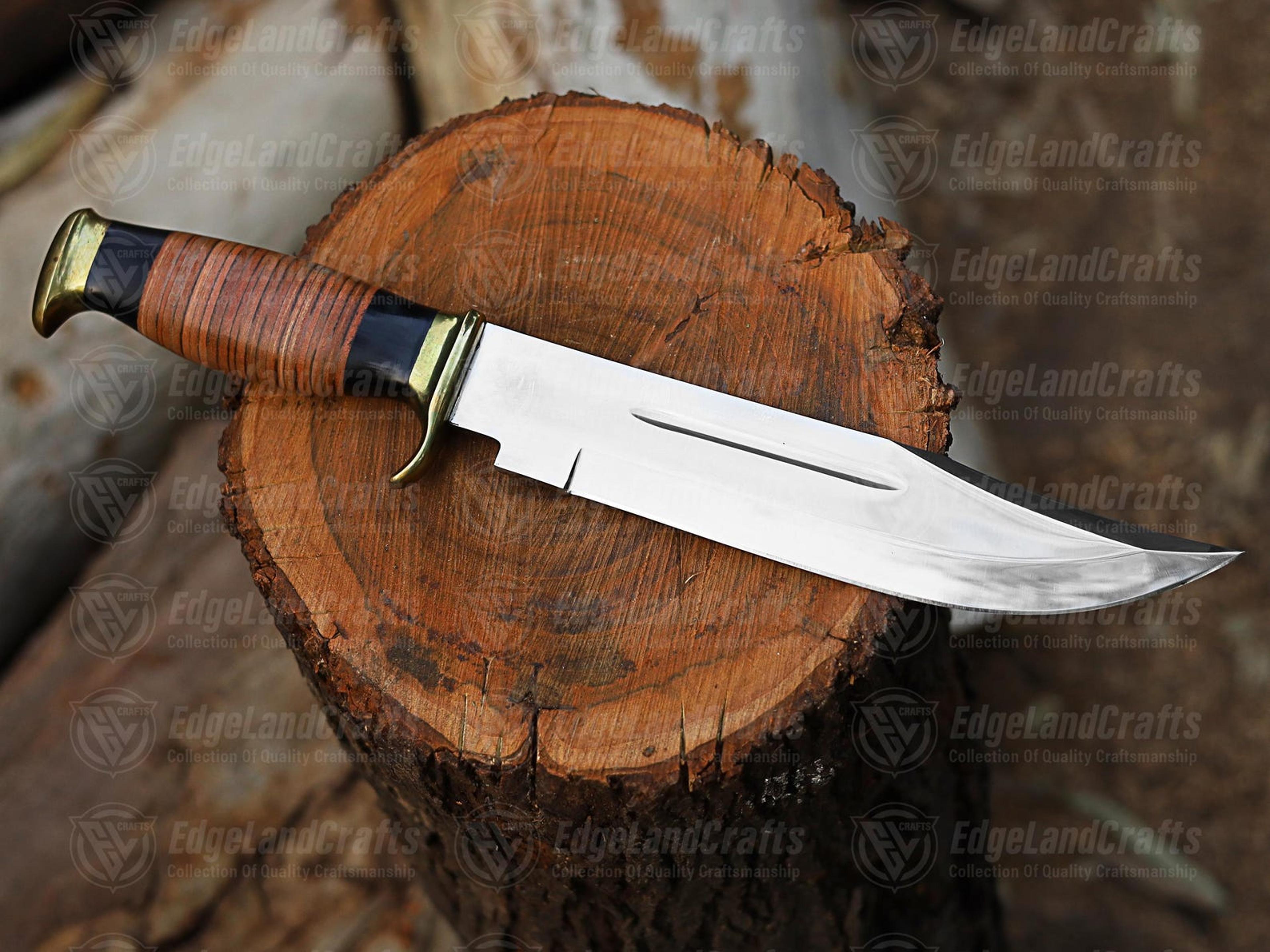 Handcrafted D2 Steel Bowie Knife With Buffalo Horn Handle And Leather Sheath  Perfect Gift For 7