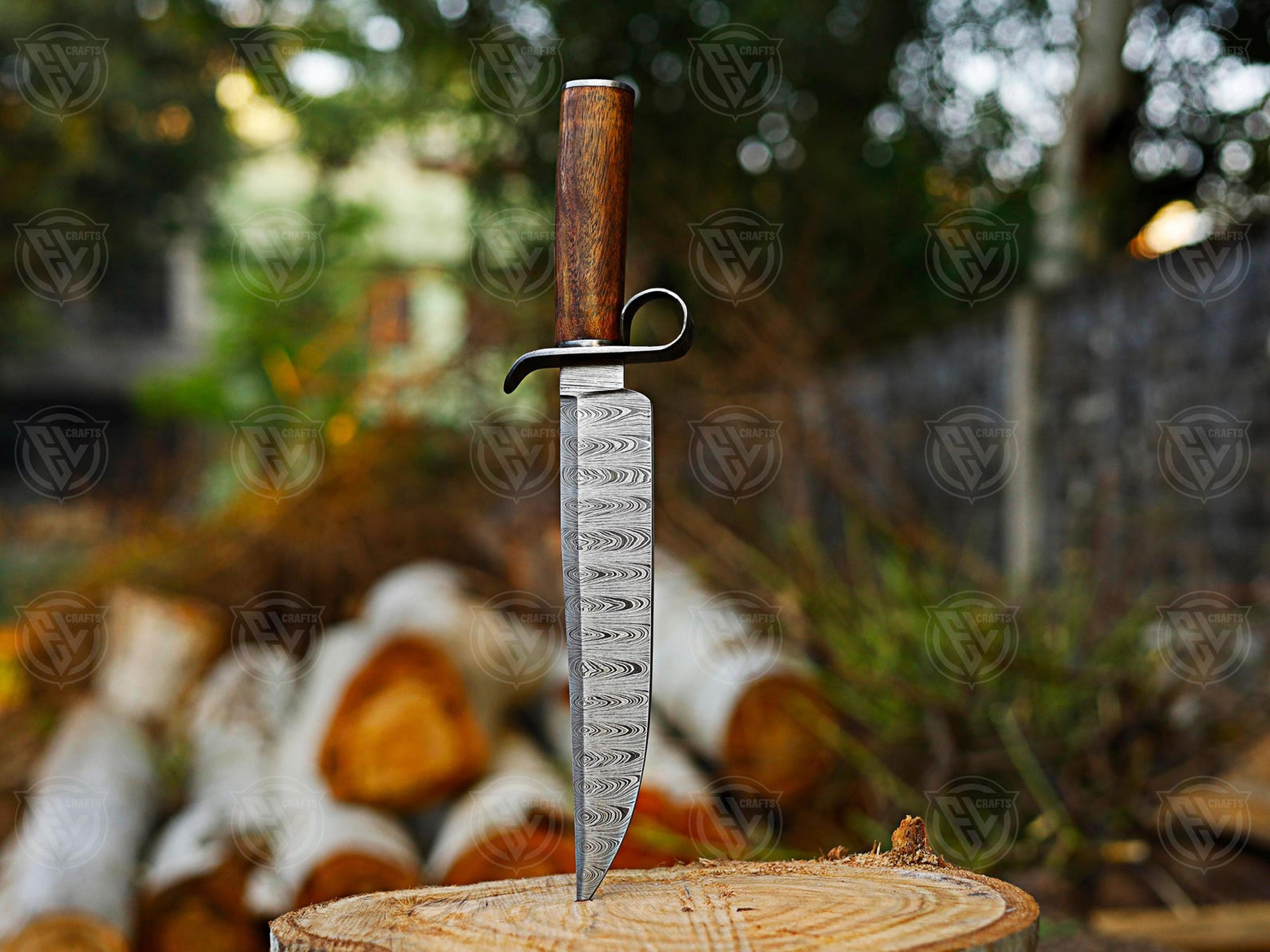 Exquisite Handcrafted Damascus Steel Collectible Knife With Pakka Wood Handle And Leather Sheat 6