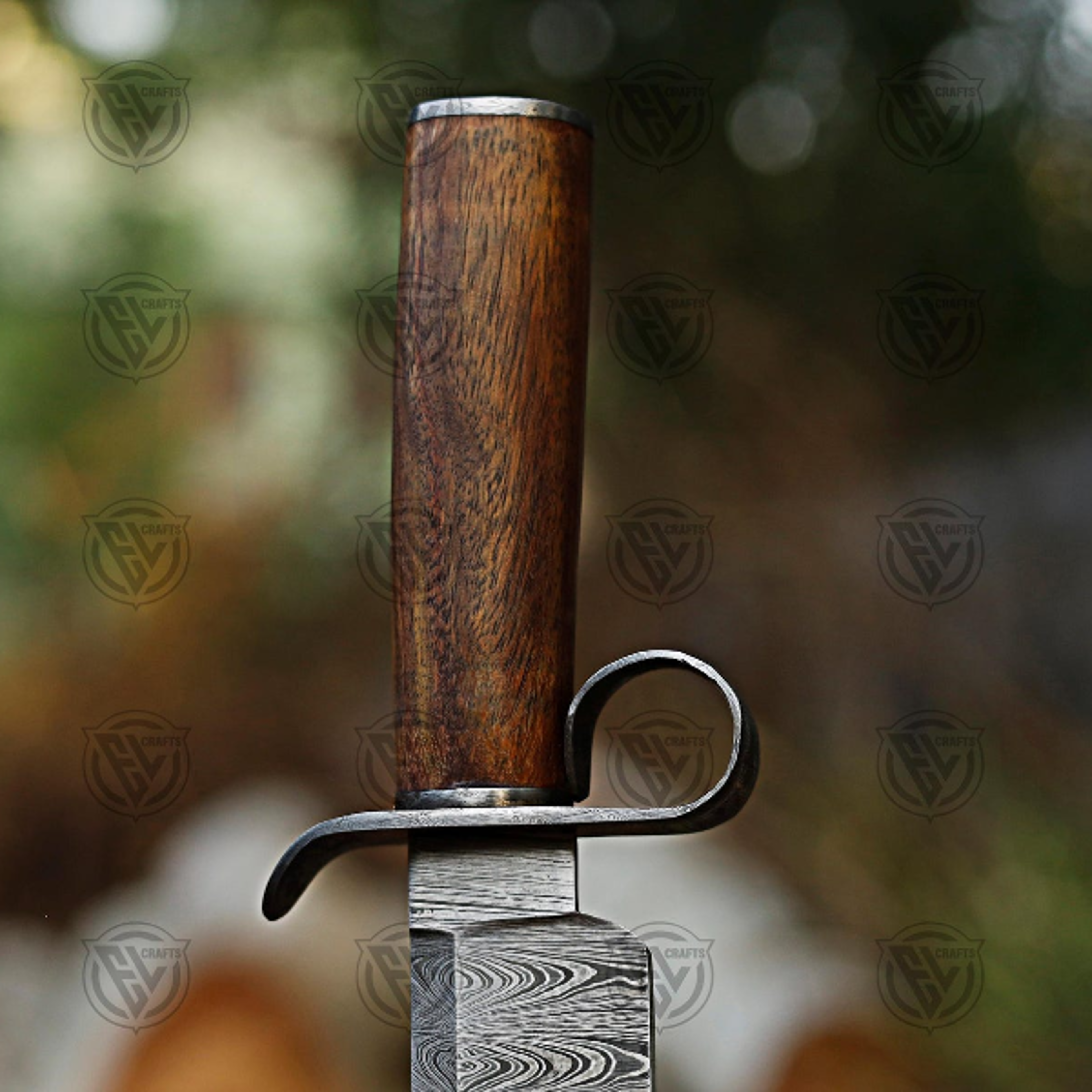 Exquisite Handcrafted Damascus Steel Collectible Knife With Pakka Wood Handle And Leather Sheat 3