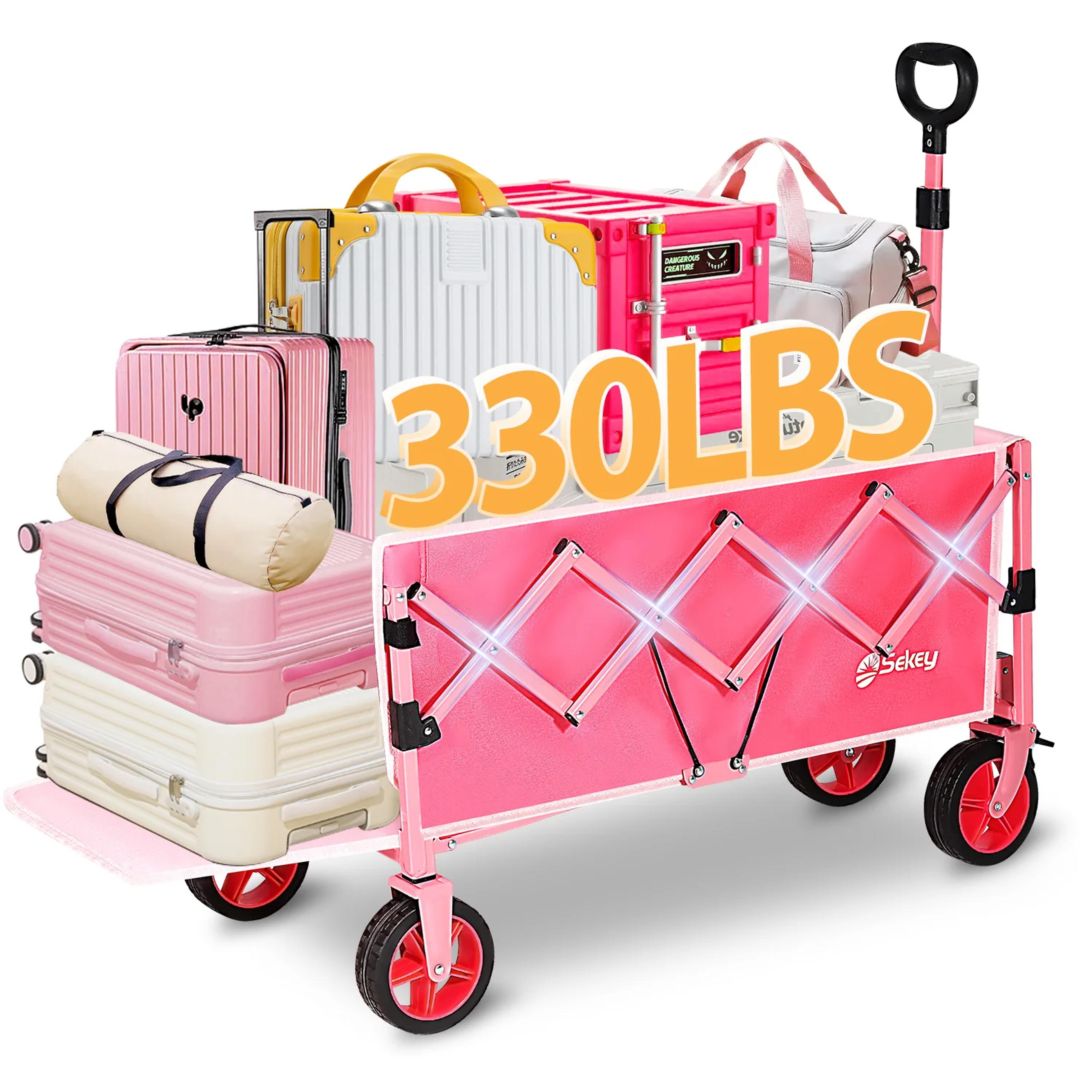 heavy duty extender folding collapsible wagon cart, lightweight extra-long foldable utility cart