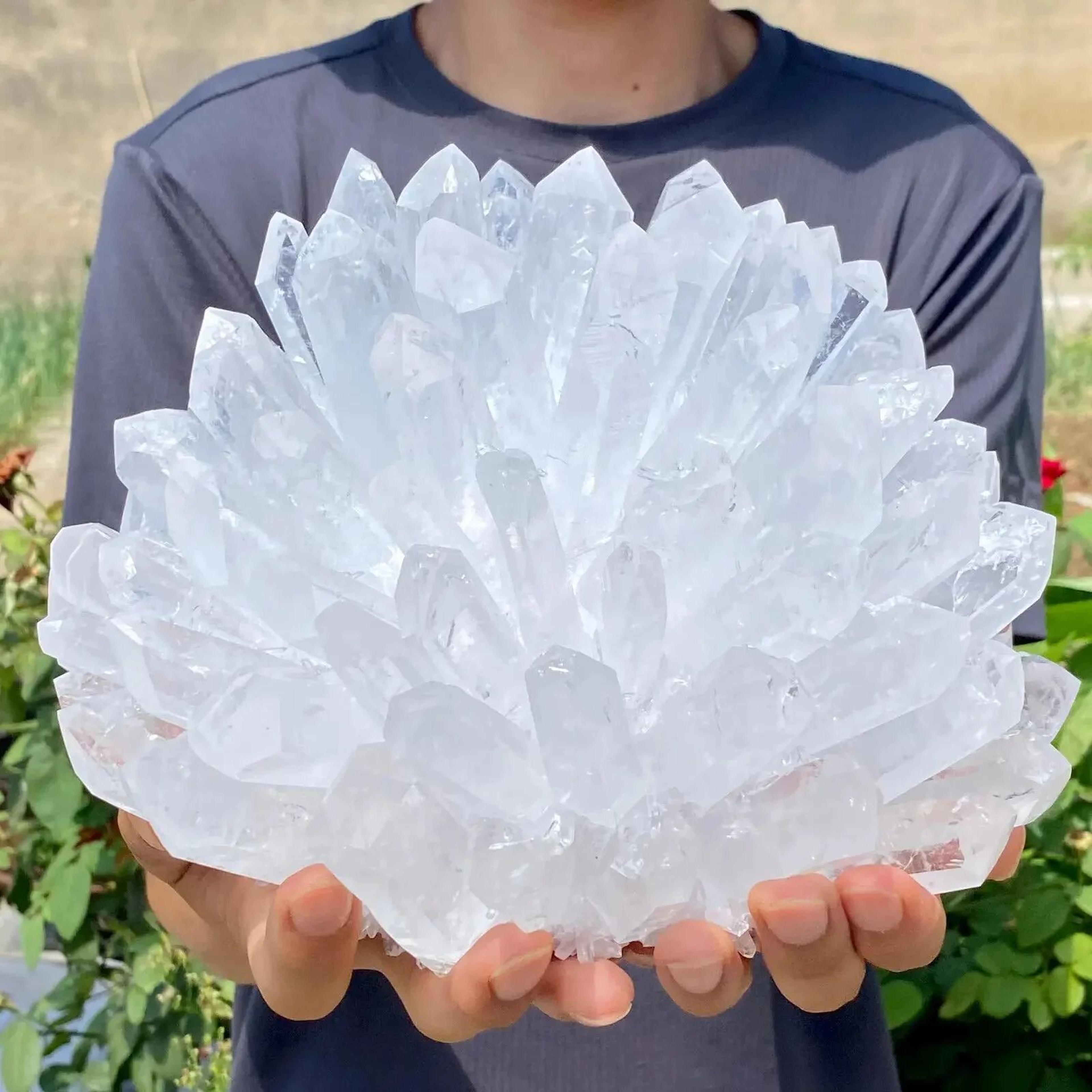 natural white crystal cluster, single point mineral specimen for healing, energy