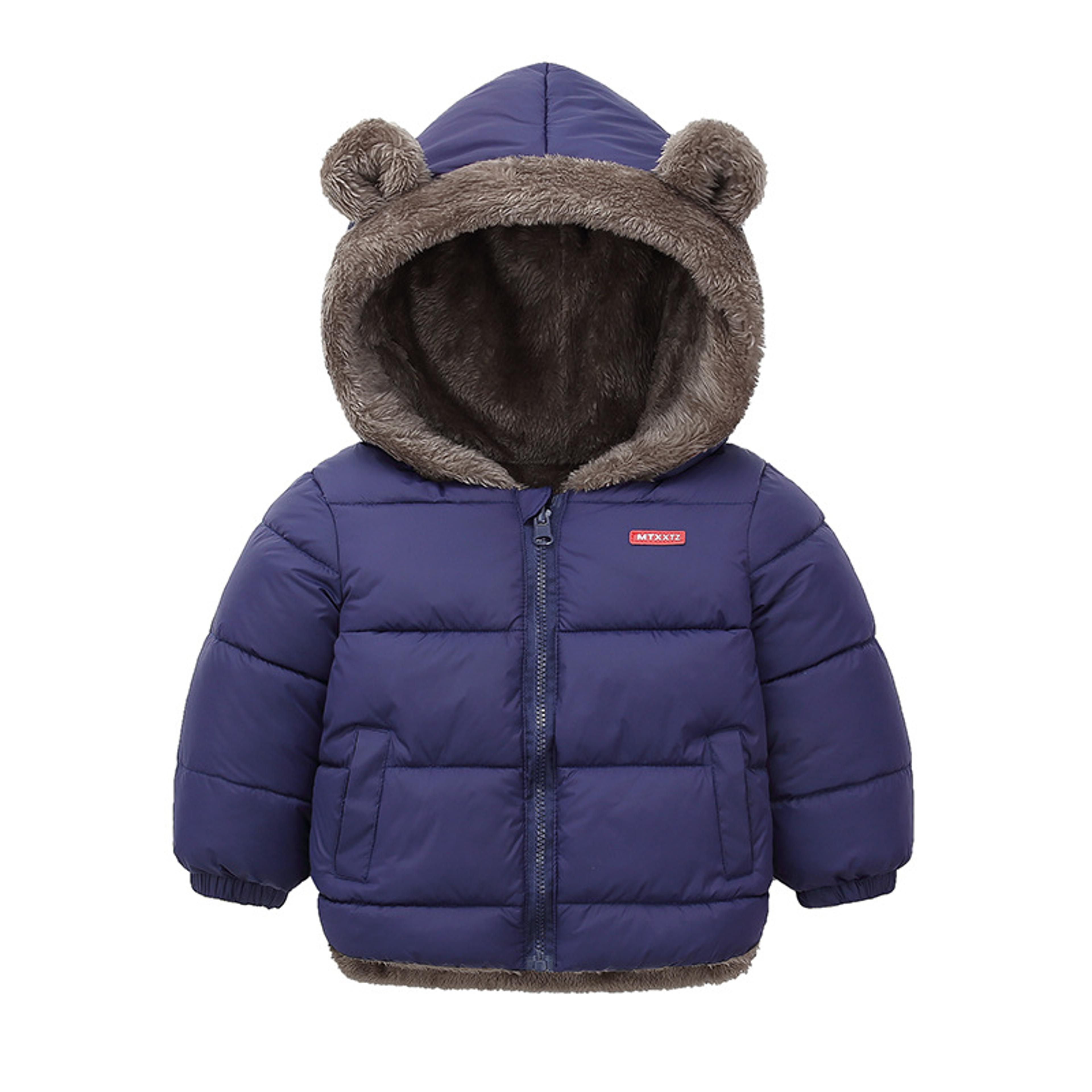 cozy winter warm coat for kids, hooded baby boys girls jacket in soft cotton & fleece insulated padded outerwear