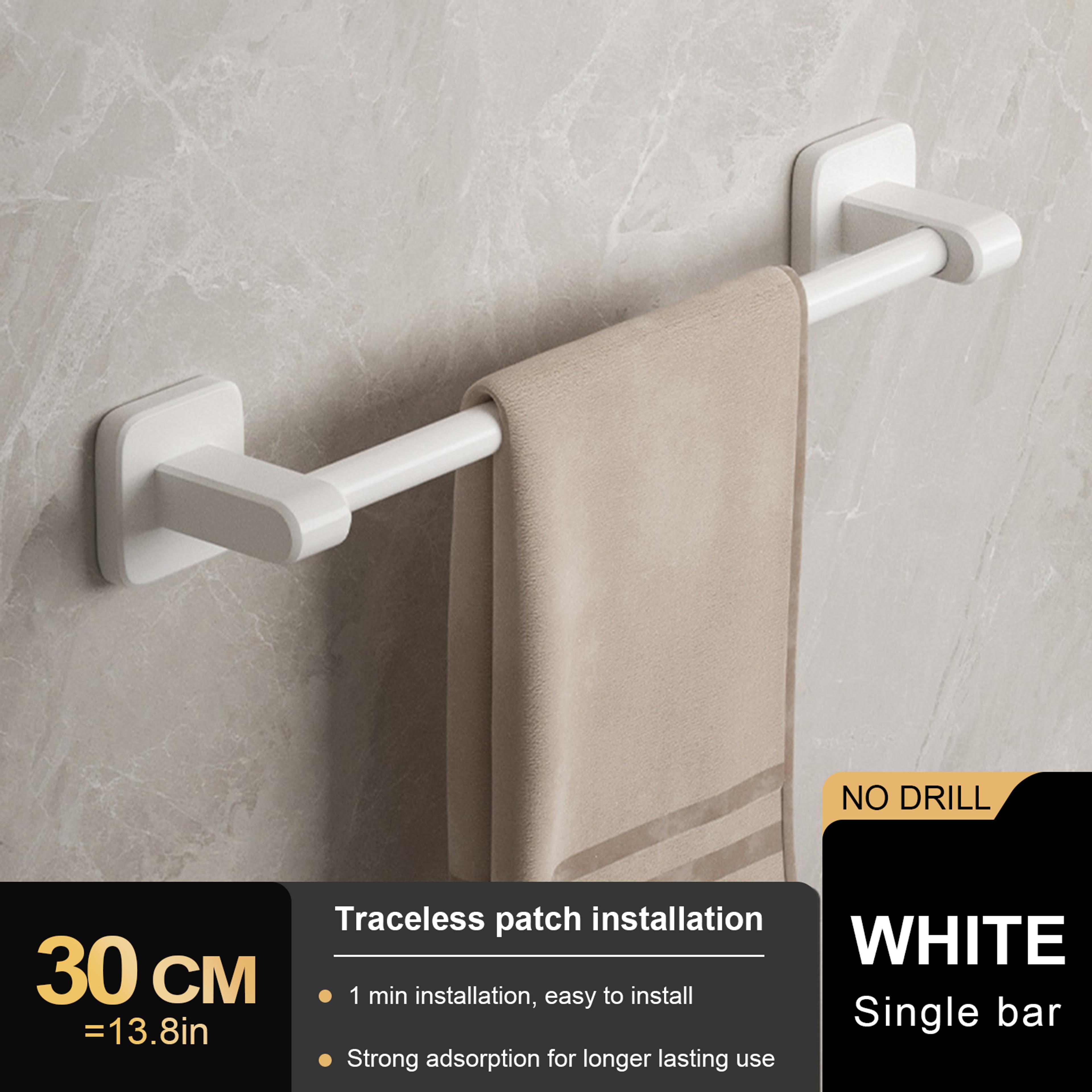No Drill Towel Holder Wall Mount Bathroom Hand Towel Rack Bathroom Plastic Towel Bar 6