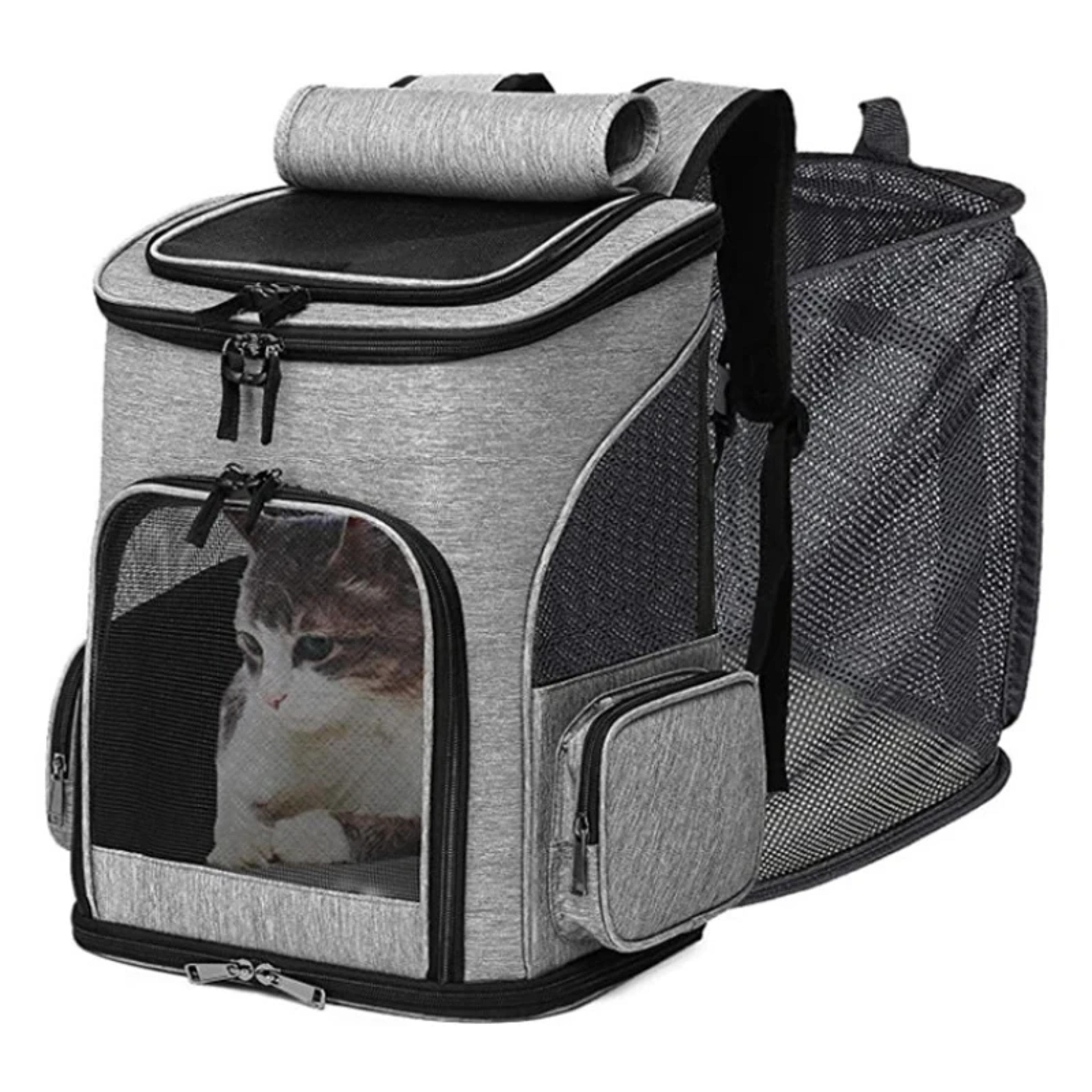 creative pet transport backpack, breathable foldable expandable travel bag for cats and dogs
