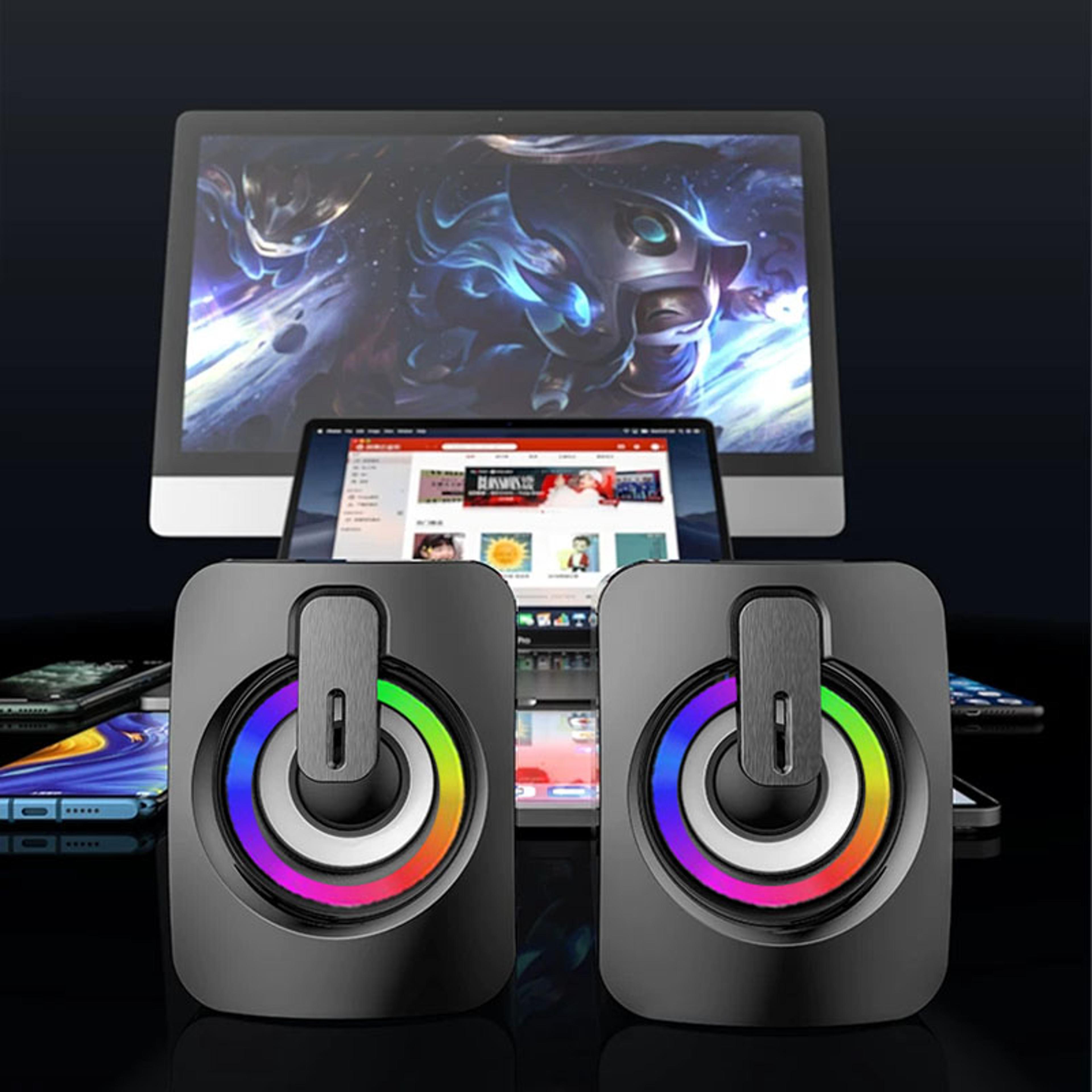 USB Wired Computer Speakers PC Sound Box HIFI Microphone LED Light For Desktop Computer 3