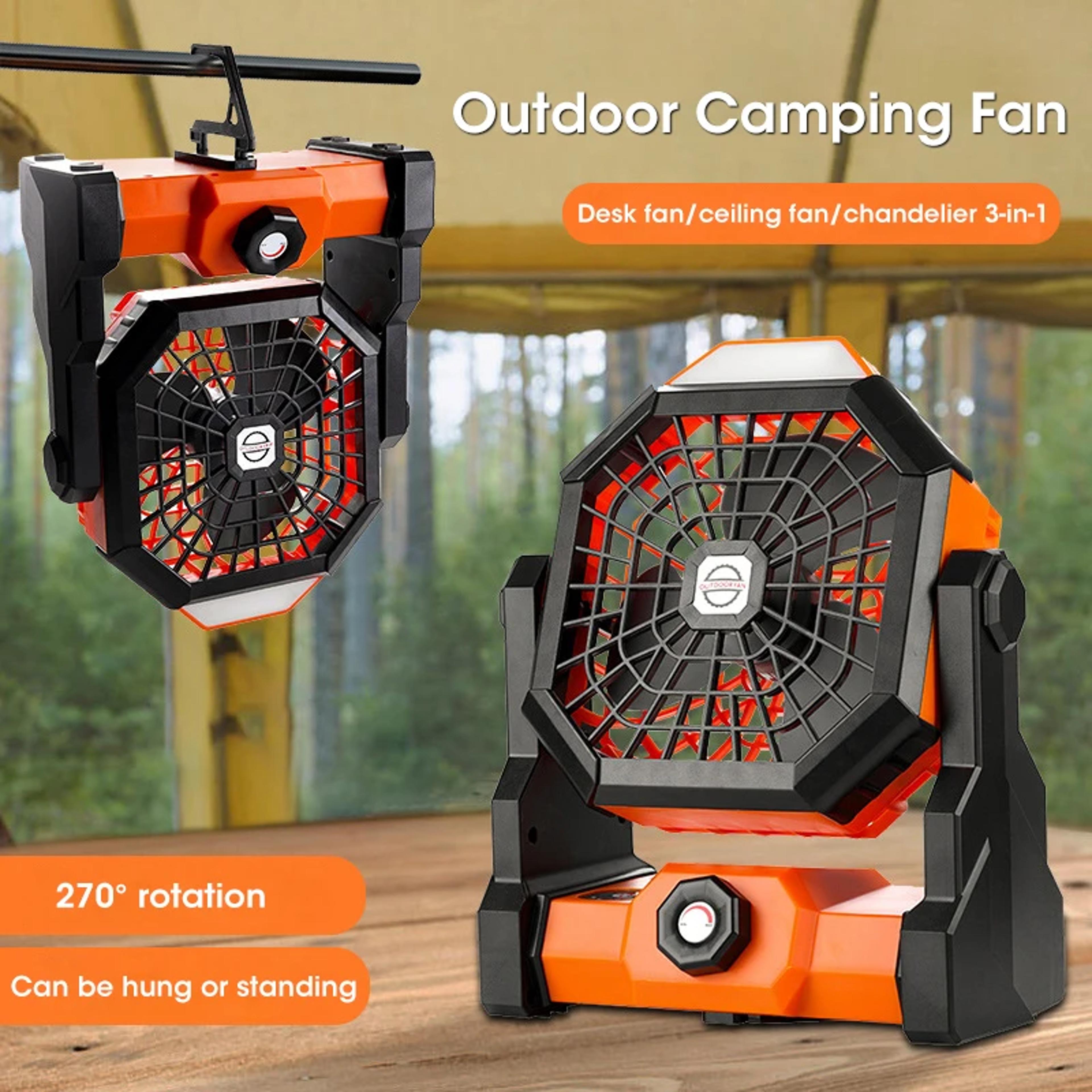 HighCapacity Outdoor Camping Fan Portable Desk Fan With LED Light Hook For Tent Trip Car Use 2