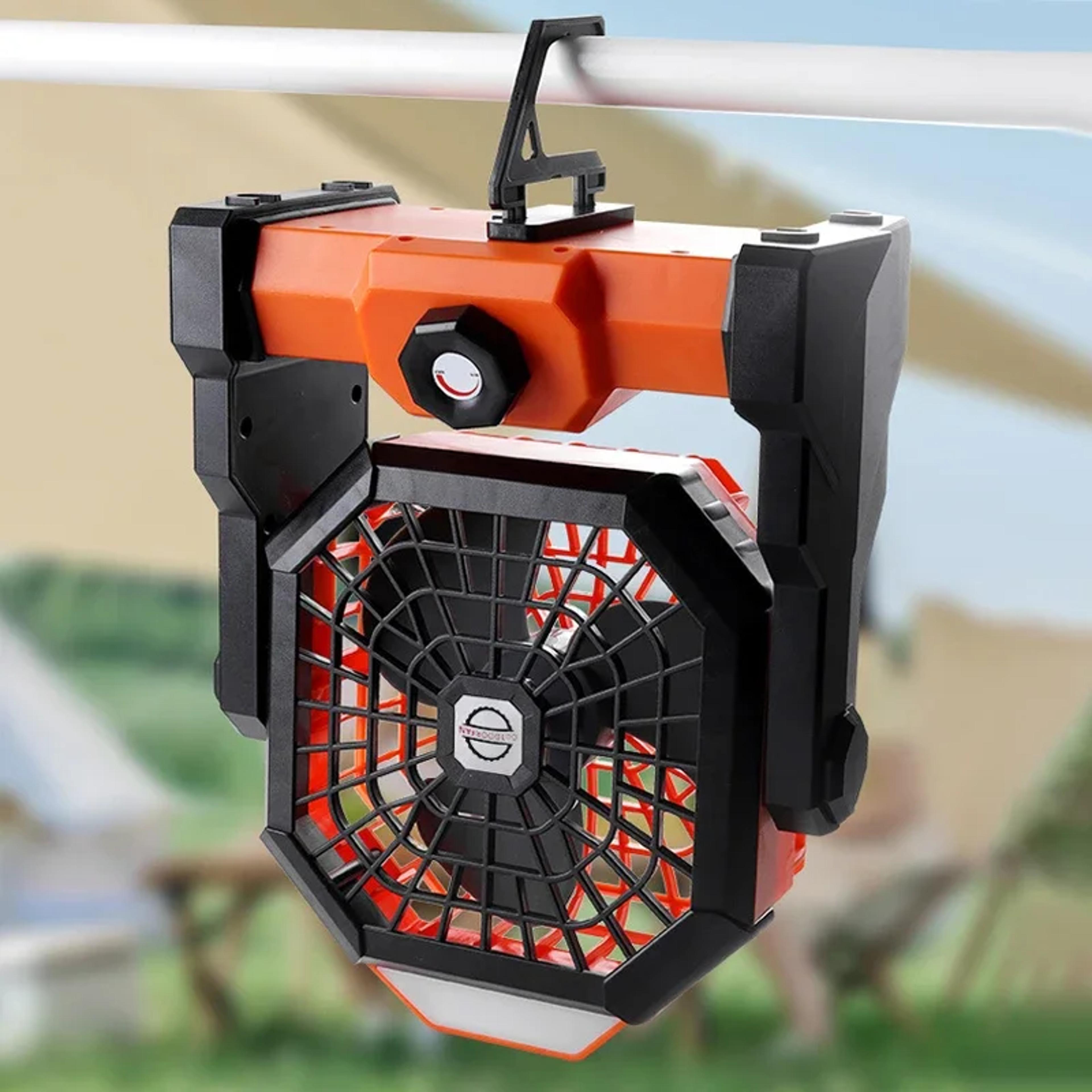 HighCapacity Outdoor Camping Fan Portable Desk Fan With LED Light Hook For Tent Trip Car Use 4