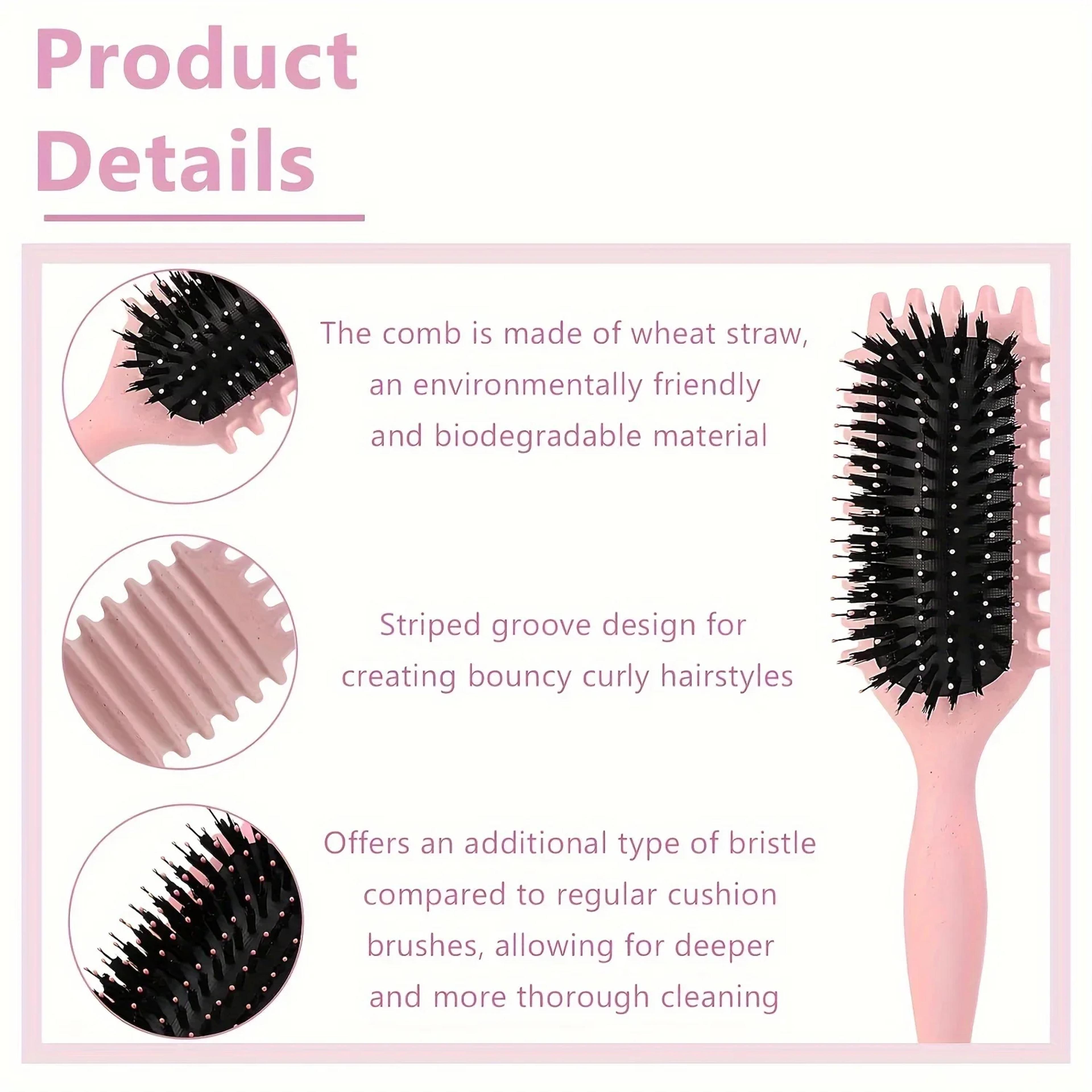 Curly Hair Detangling Brush Scalp Massage Comb With Cleaning Claw And Natural Bristles Styling Tool 2