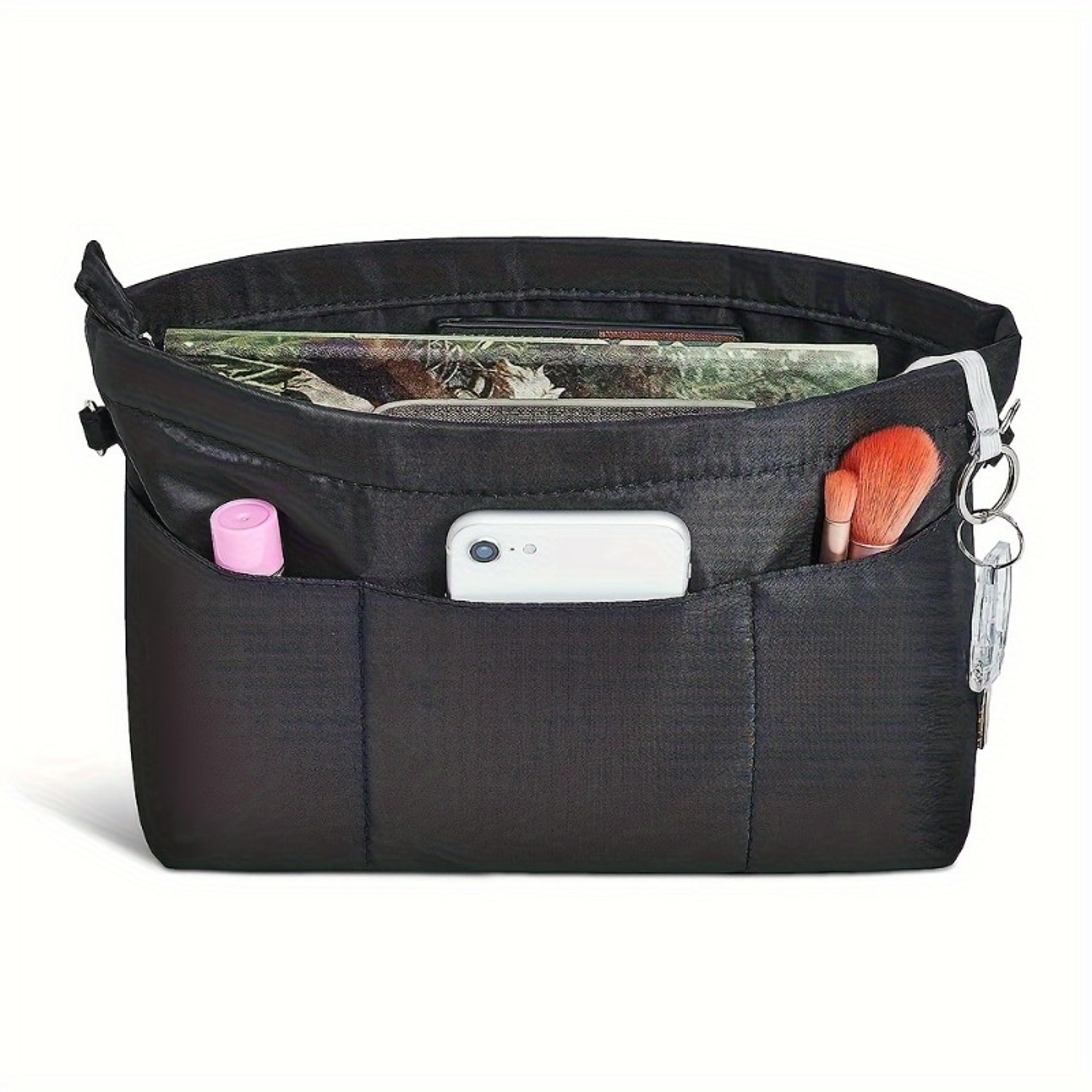 Lightweight Zippered Storage Nylon Tote Foldable Cosmetic Organizer Pockets Toiletry Bag Insert Bat 5