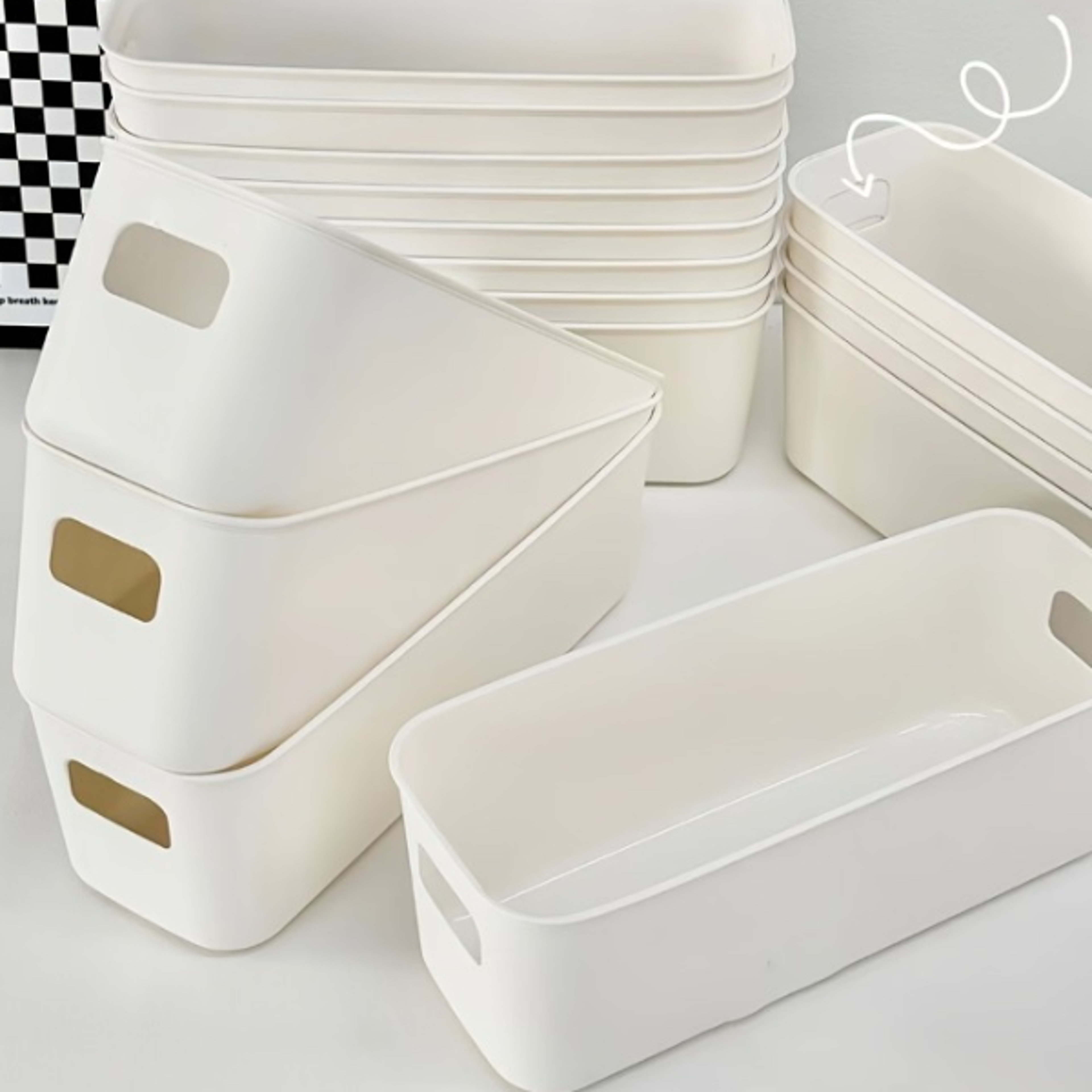 Plastic Storage Bins with Lids Organizer for Makeup Tools Desktop Storage Box Classic Style Lash