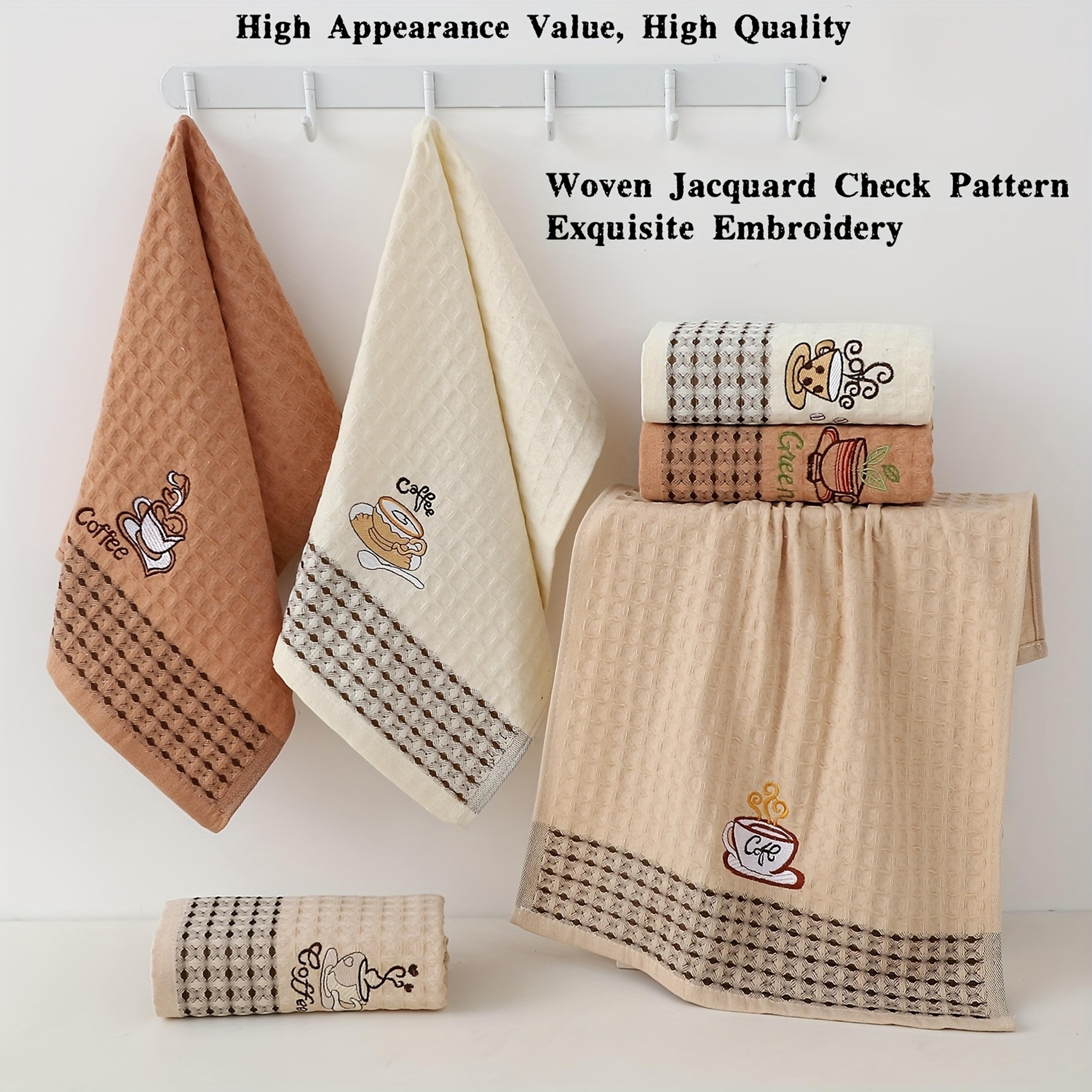Super Absorbent Coffee Cup Embroidered Kitchen Dish Towels Set Quick Dry Kitchen Cleaning Cloths Ho 5