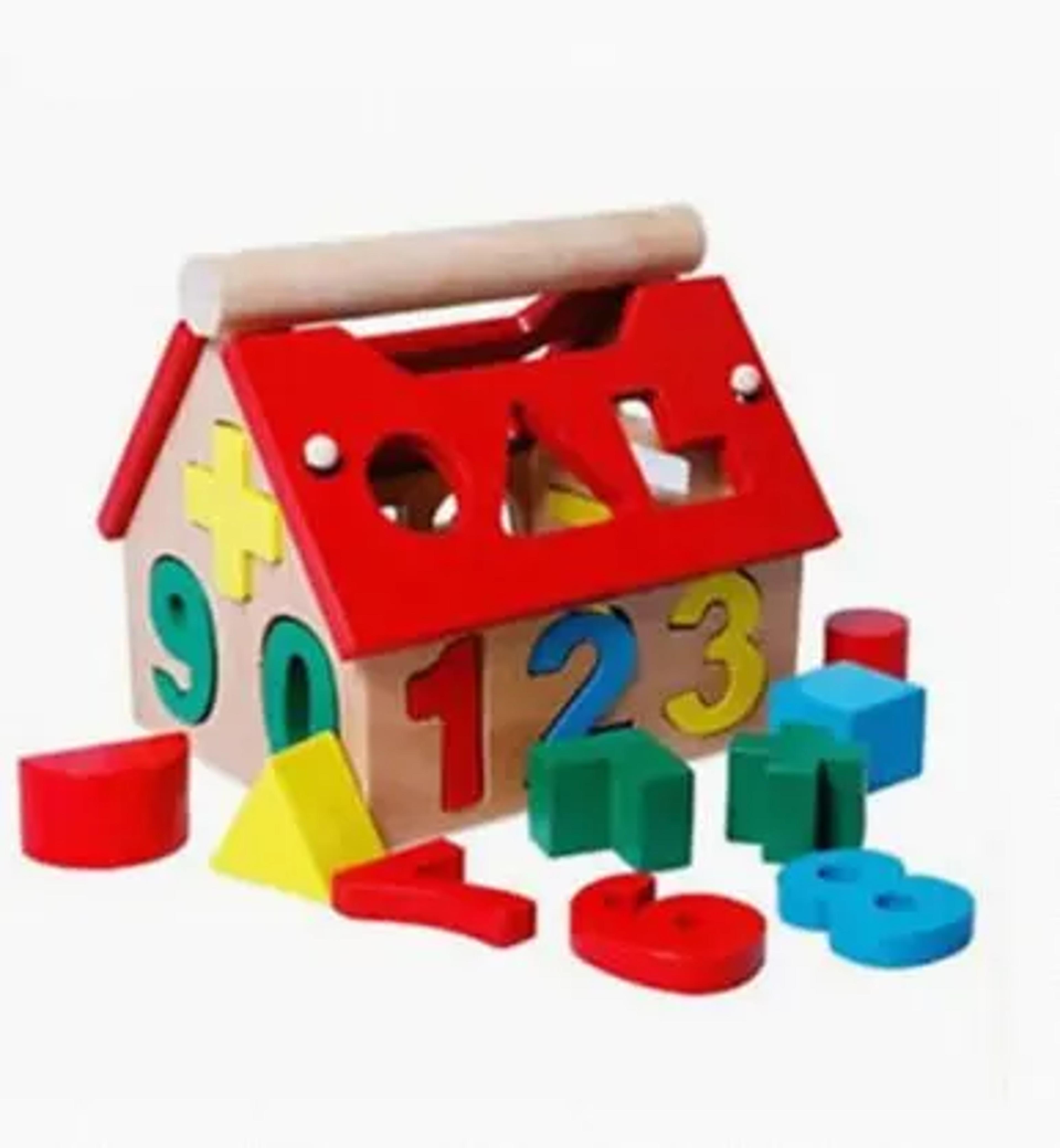montessori math toy for toddlers educational wooden puzzle toys count number house shape matching games board toy