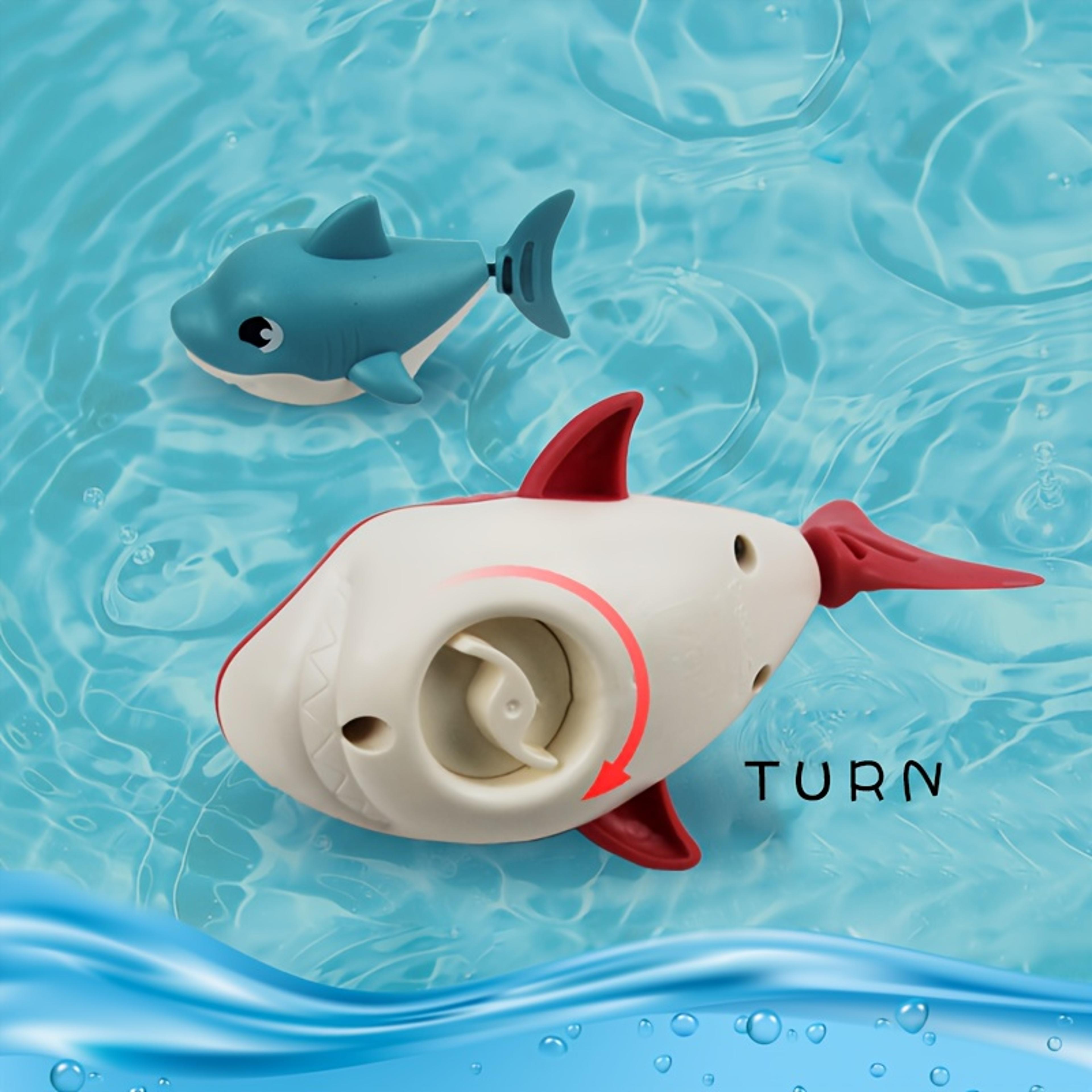 Summer Cartoon Shark Baby Water Play Toy With Wind Up Chain Bath Shower Toy For Outdoor Fun 1