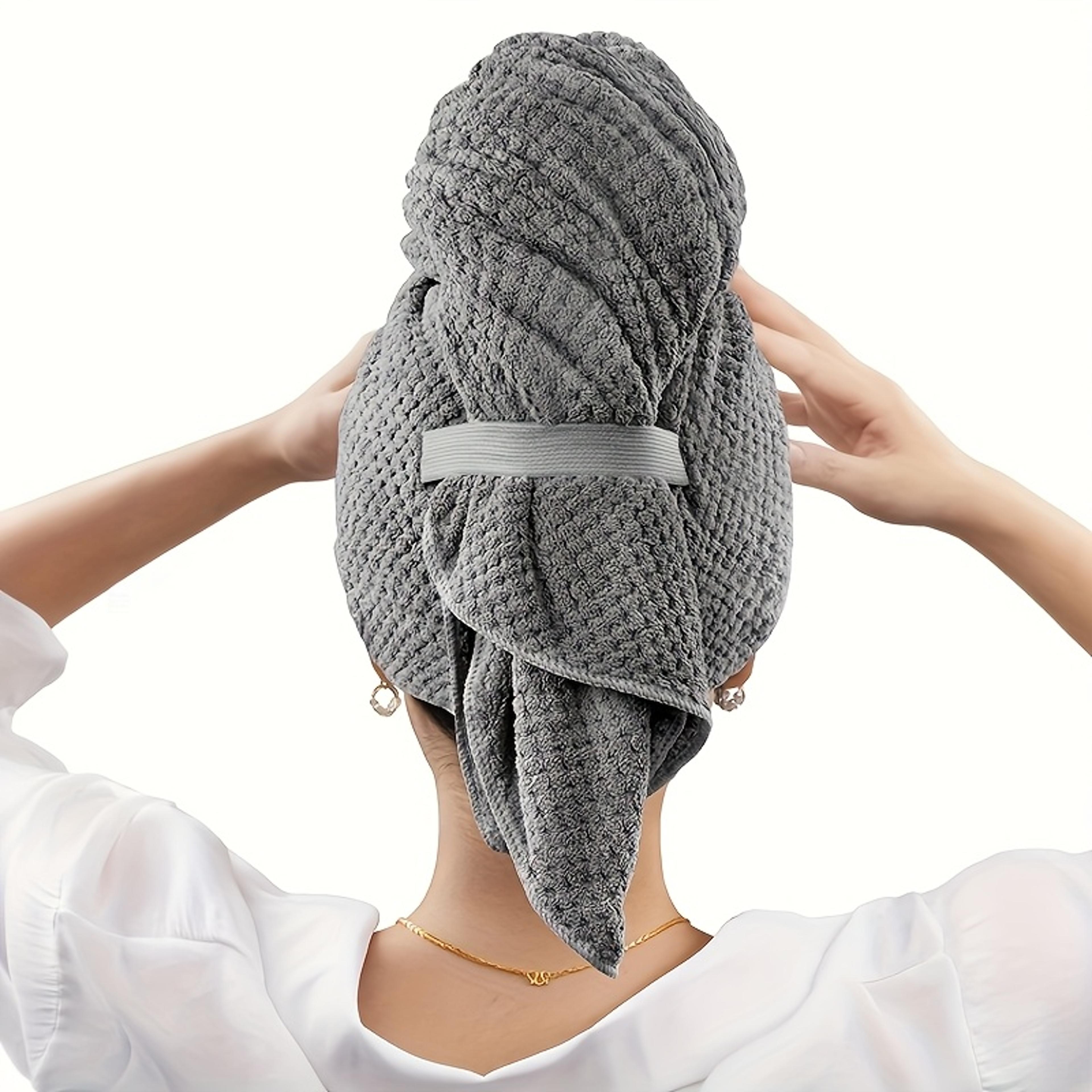 ultra absorbent extra large microfiber hair towel wrap with elastic band quick dry soft hair turban