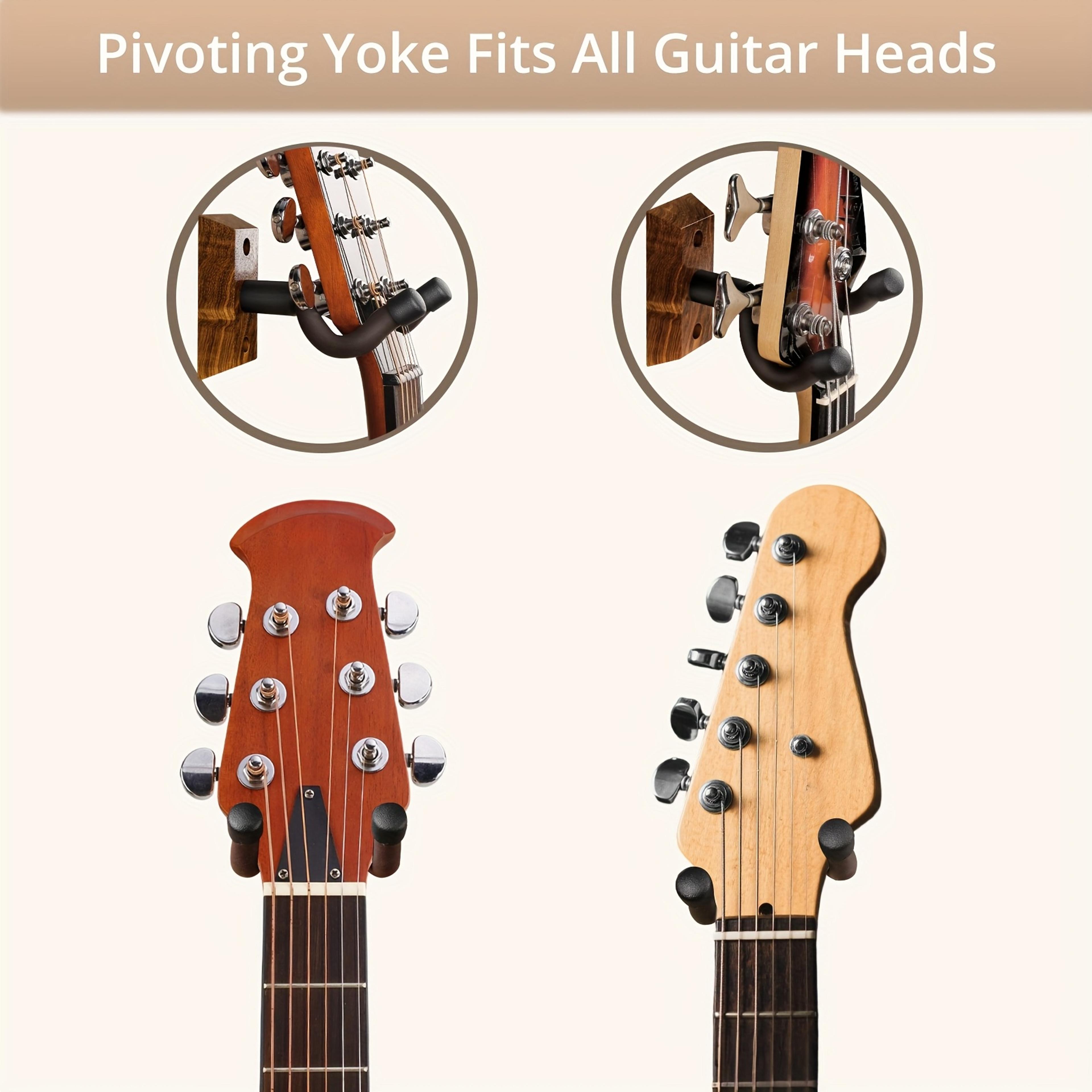 Premium Zebra Wood Guitar Wall Mount With Rotating Hooks  Universal Guitar Hanger For All Sizes 5