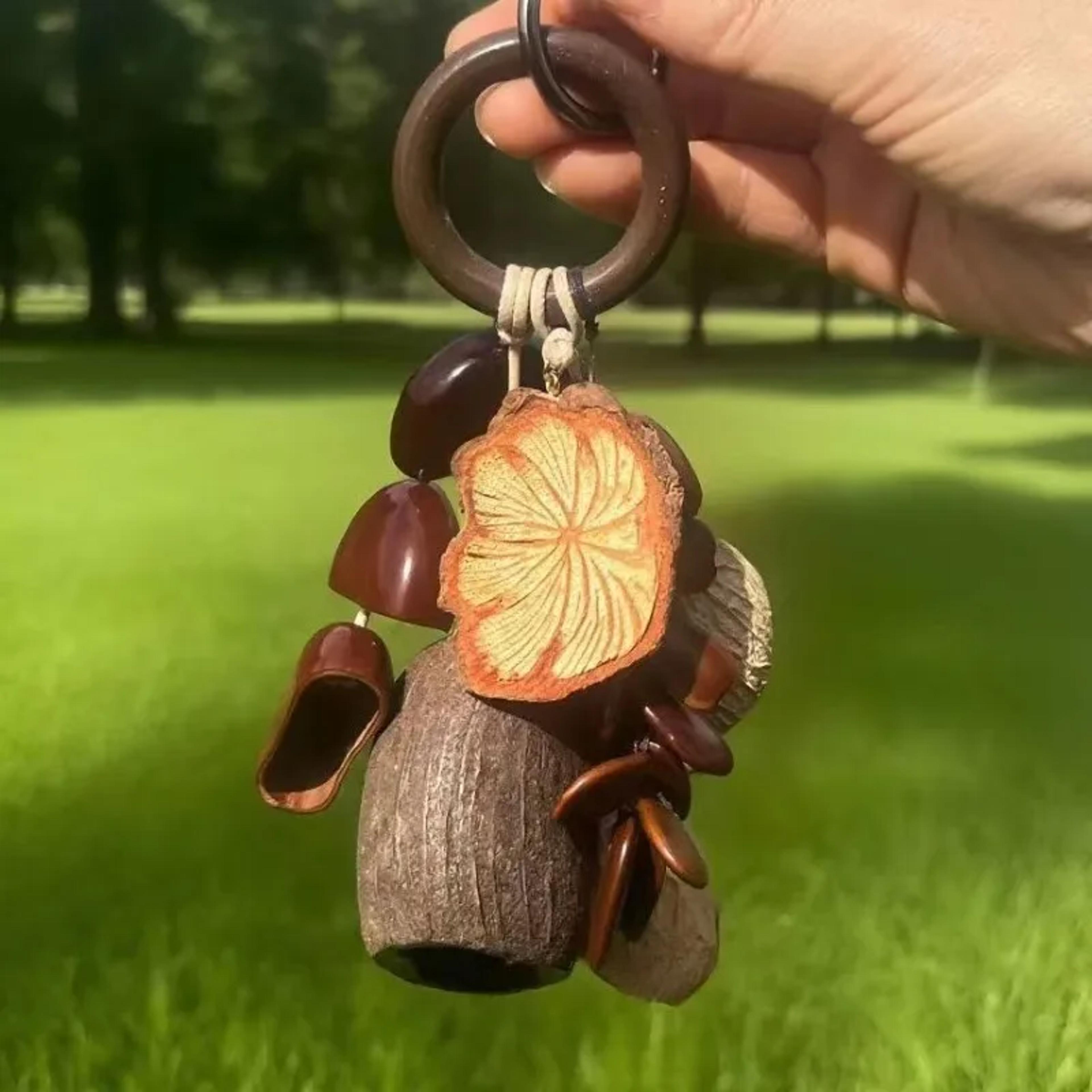 creative handcrafted wind chimes pendant ancient-style fruit shells craft decor for children and home