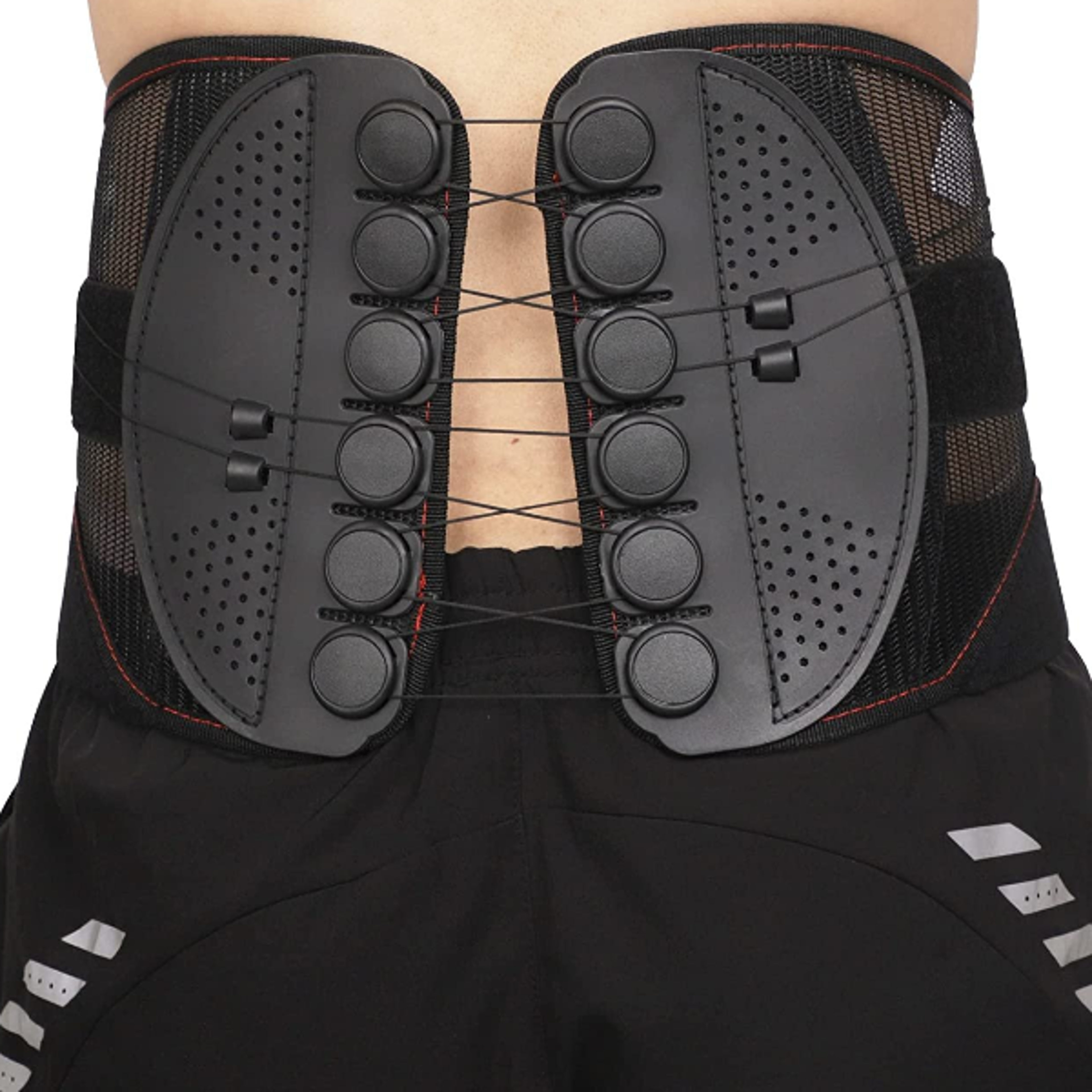 adjustable lumbar support back brace for lower back pain relief, pulley compression system & spine alignment