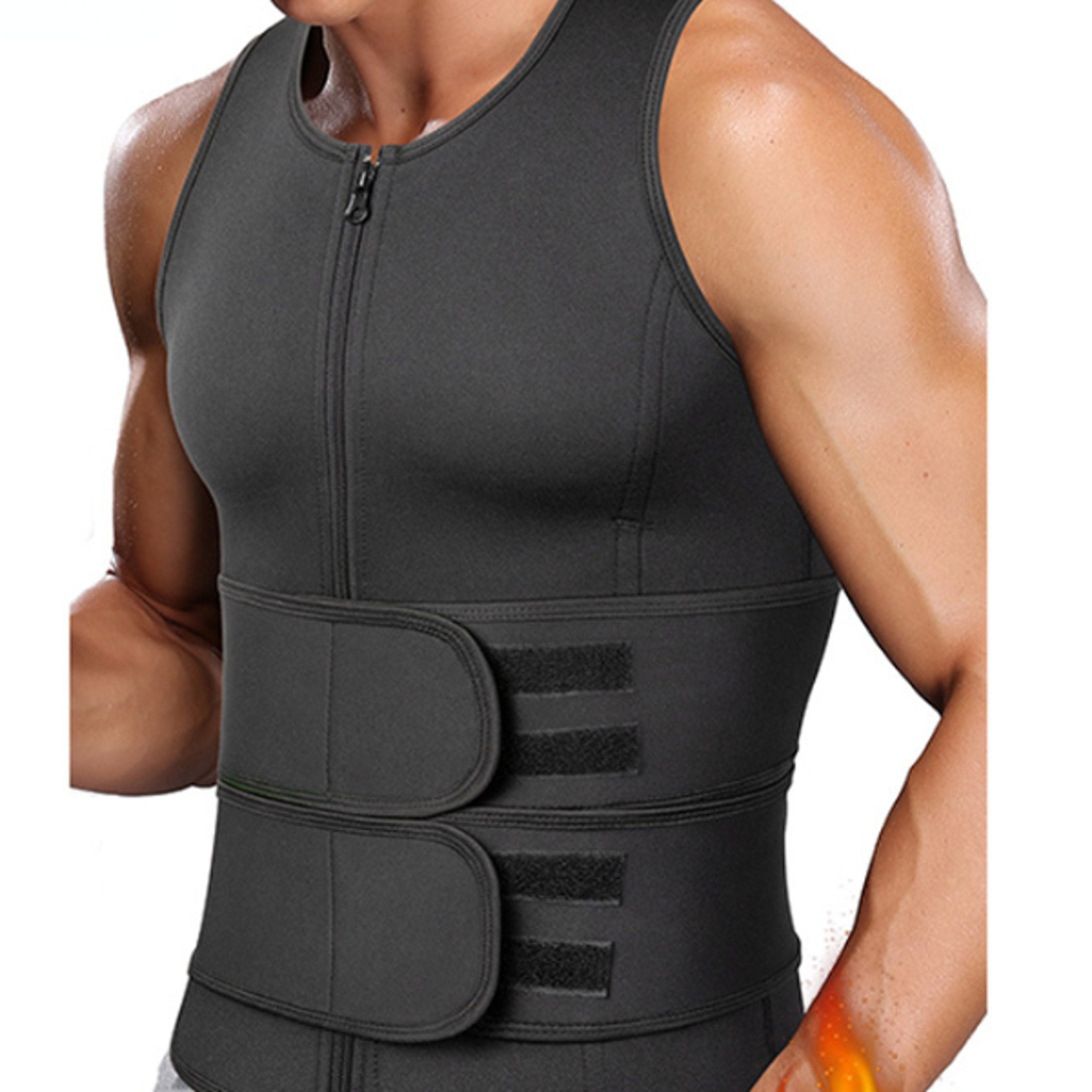 mens sauna vest waist trainer shapewear slimming body shaper with double belt for fat burn and fitness