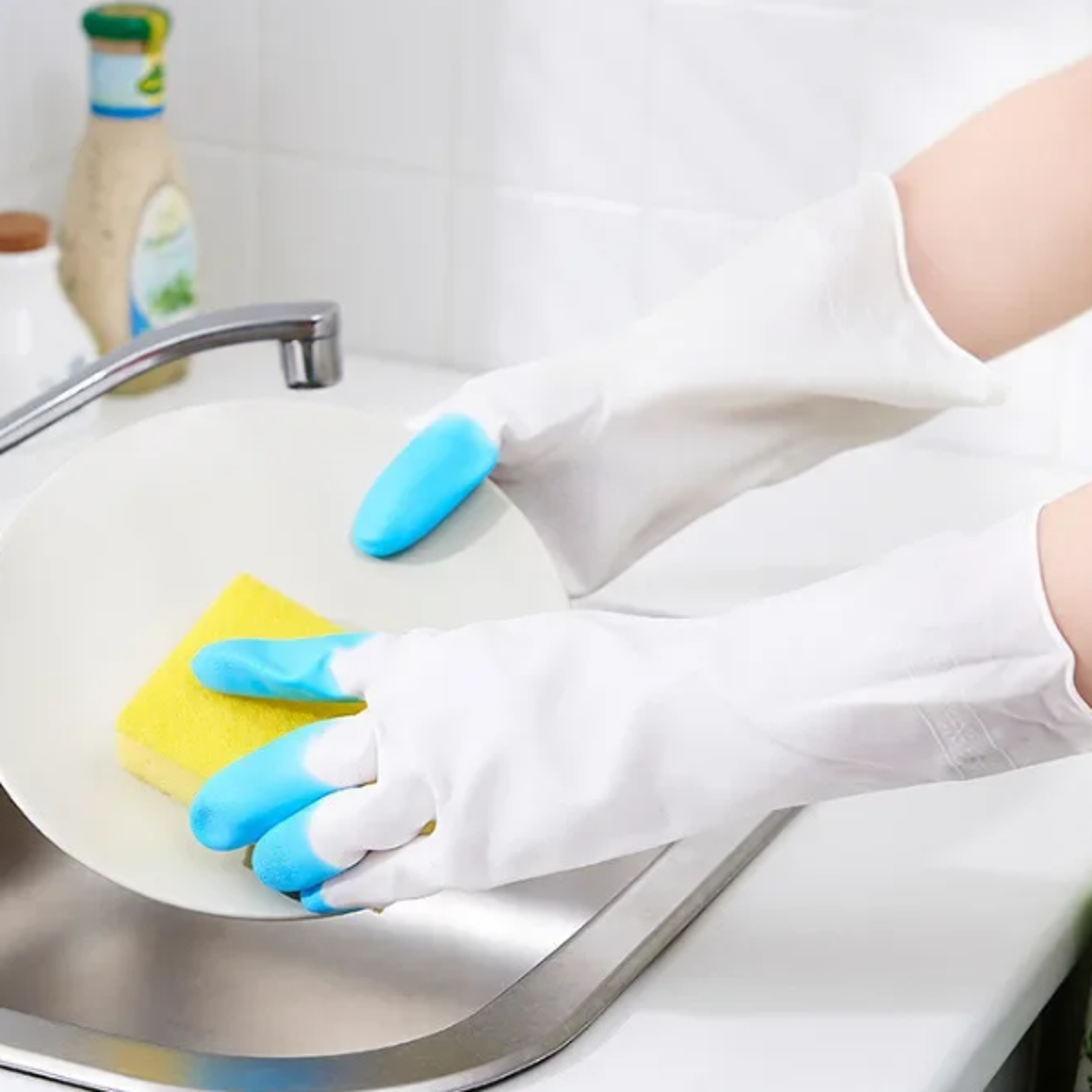 durable waterproof dishwashing gloves for kitchen housework non-slip thin rubber gloves