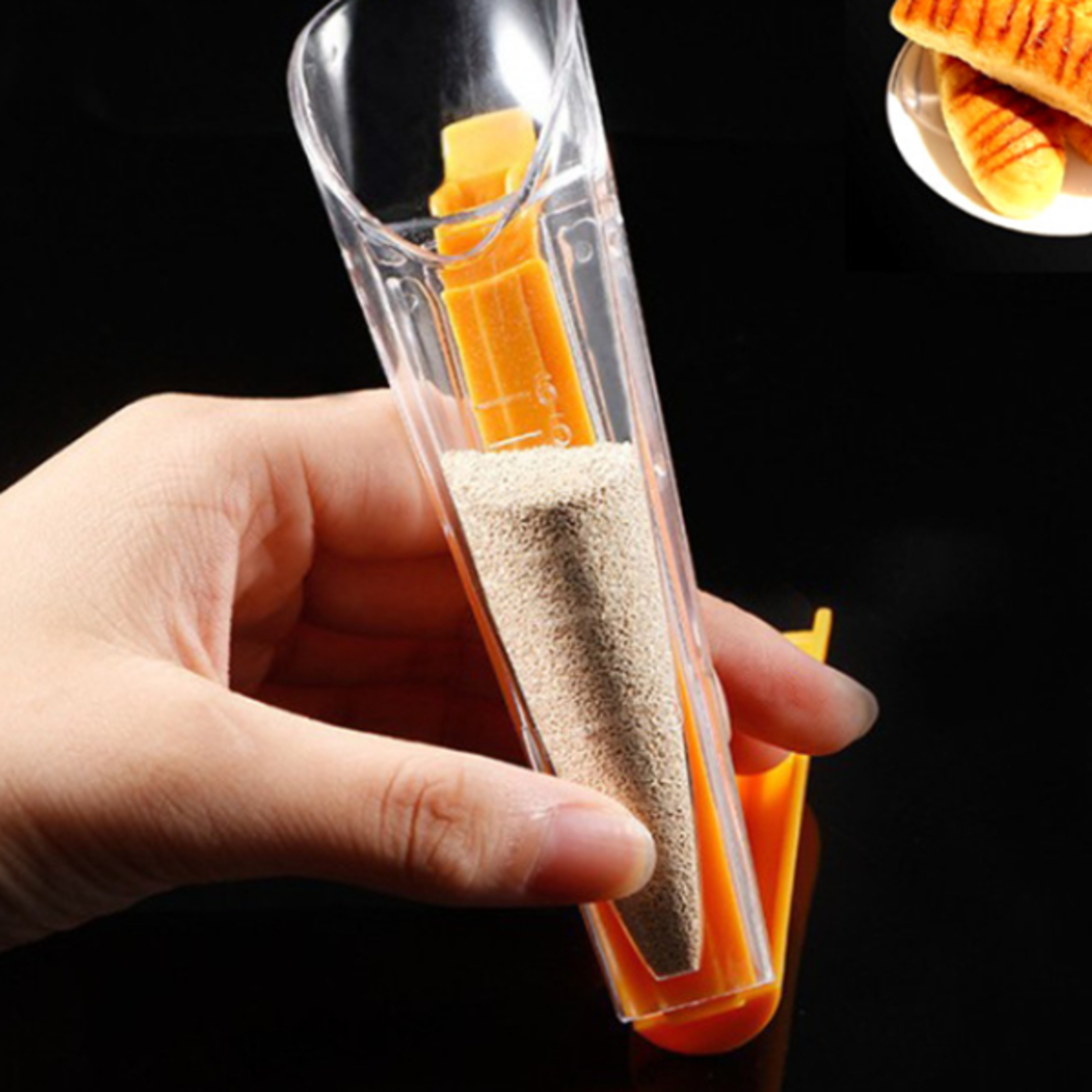 yeast measuring cup with sealing clip clamp meter device for accurate cake and bread baking