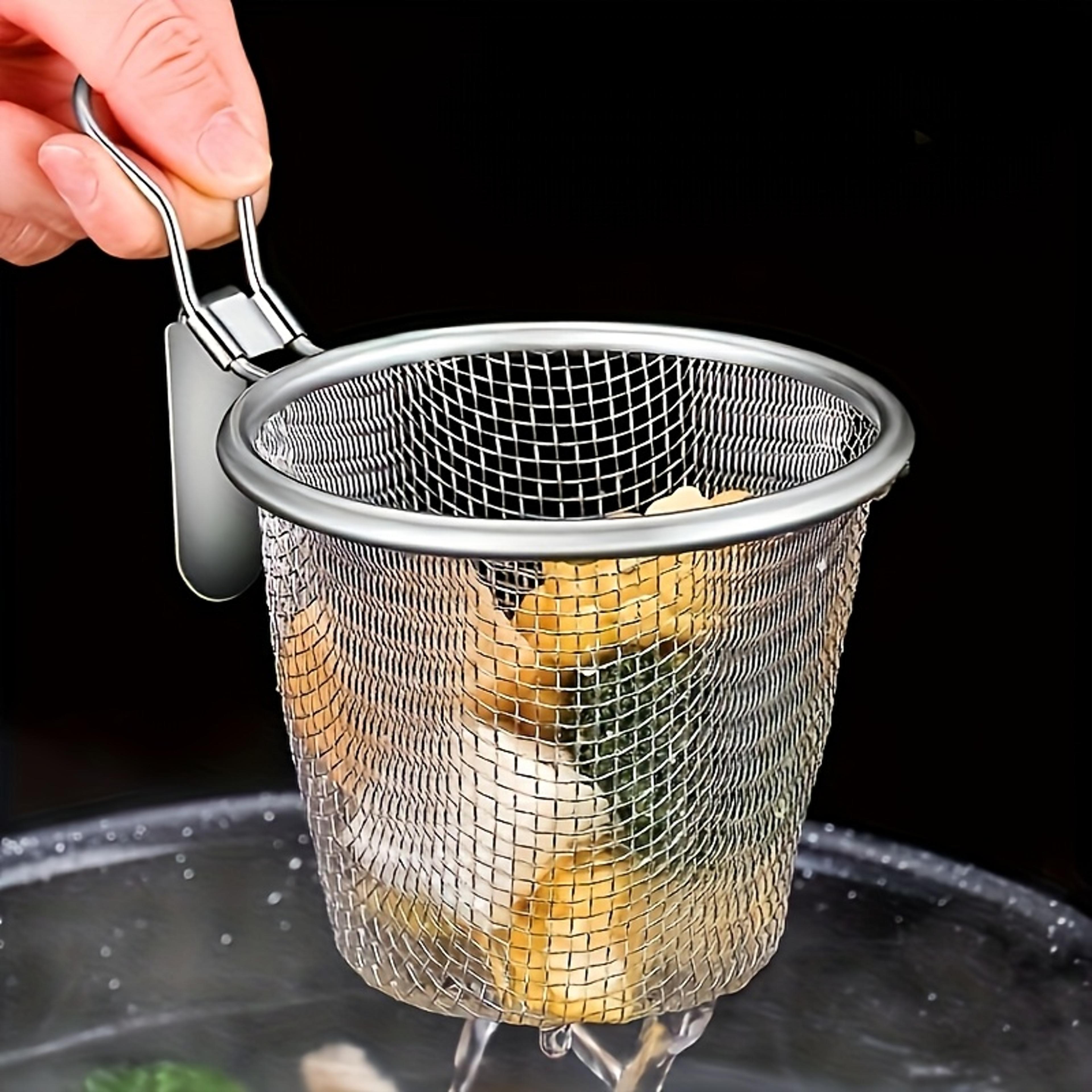 stainless steel spider strainer skimmer commercial noodle soup hot pot ladle with hook, kitchen tool