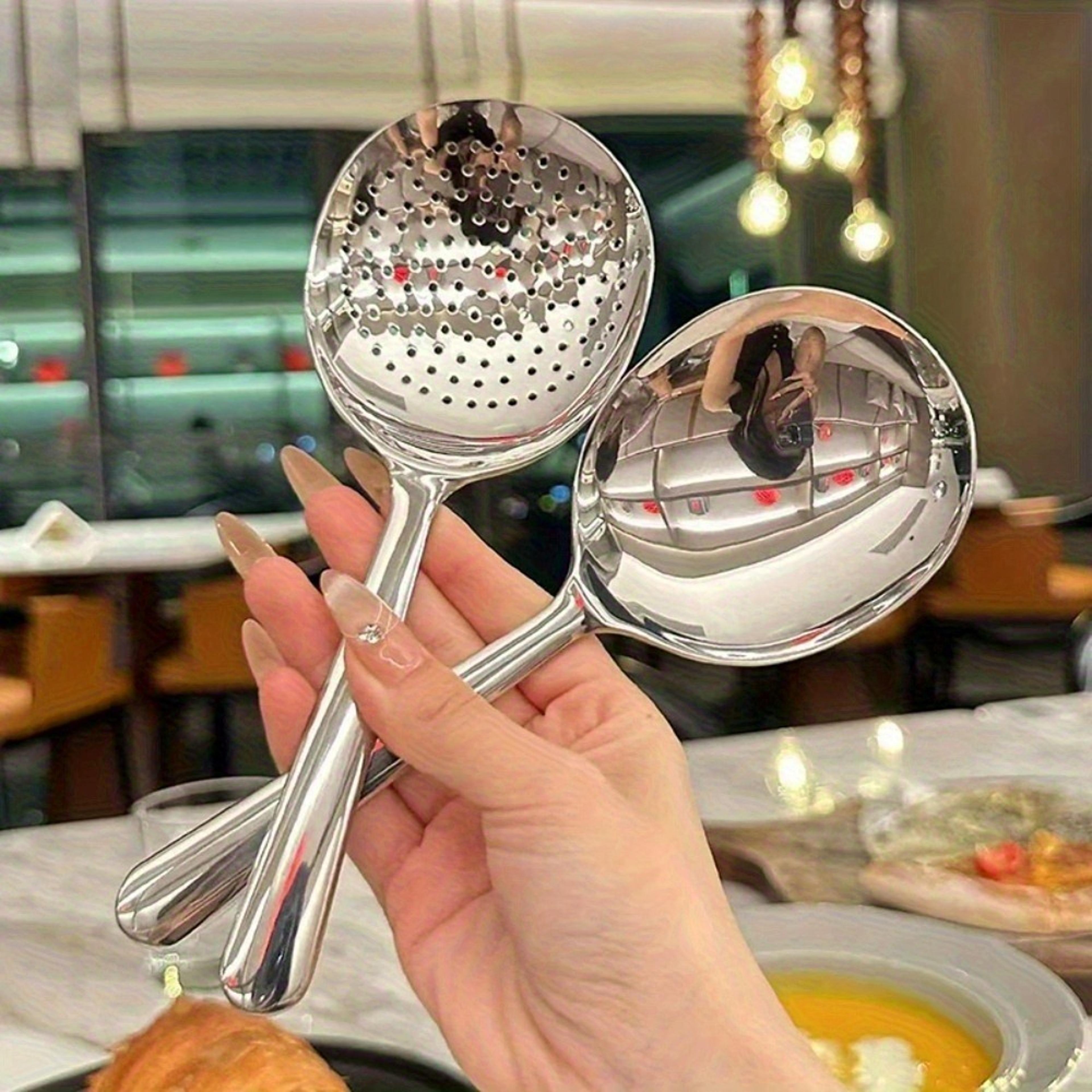 heavy duty stainless steel serving spoons large heat-resistant kitchen ladles for restaurant catering & home use