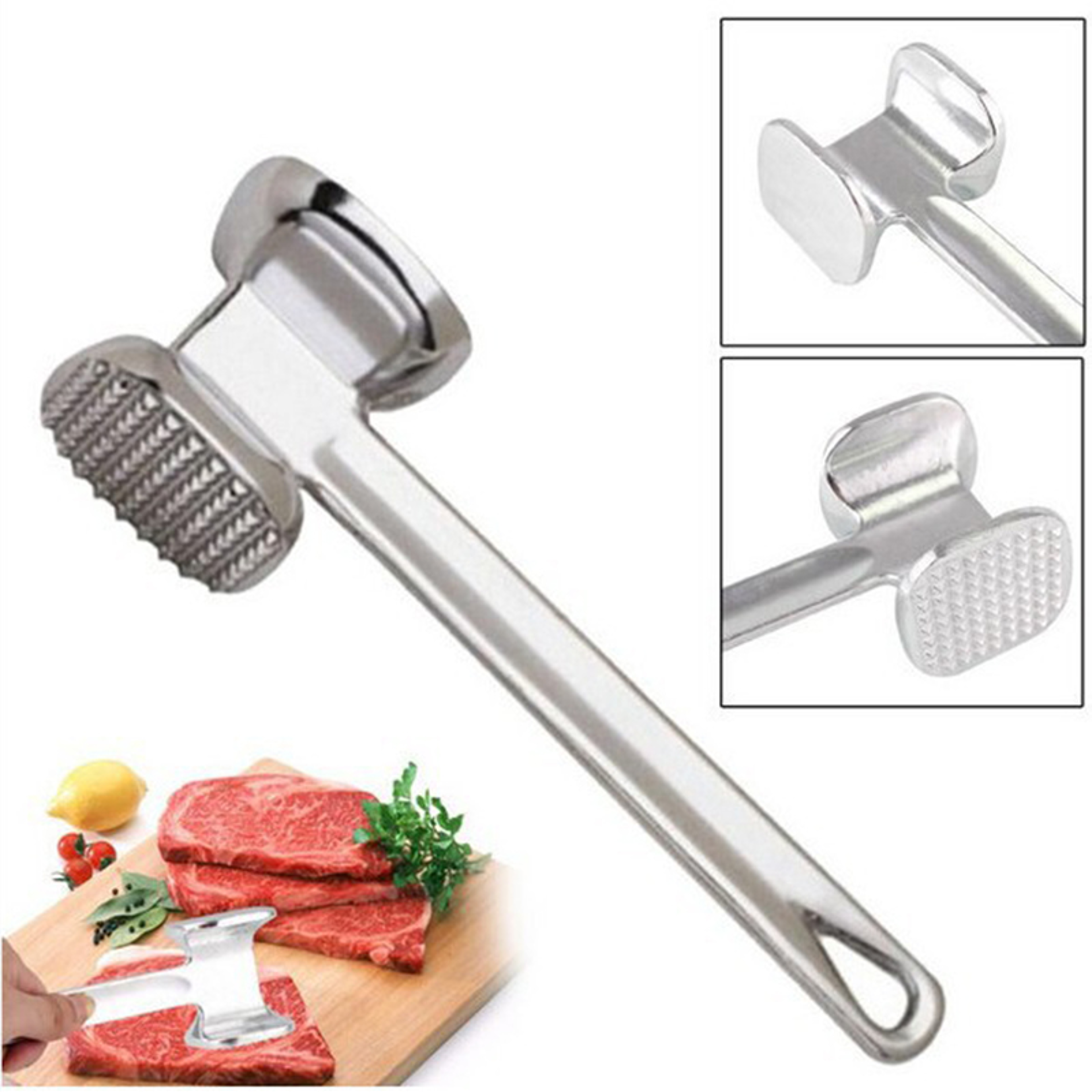 heavy duty meat tenderizer hammer aluminum alloy double-sided mallet for steak and kitchen use