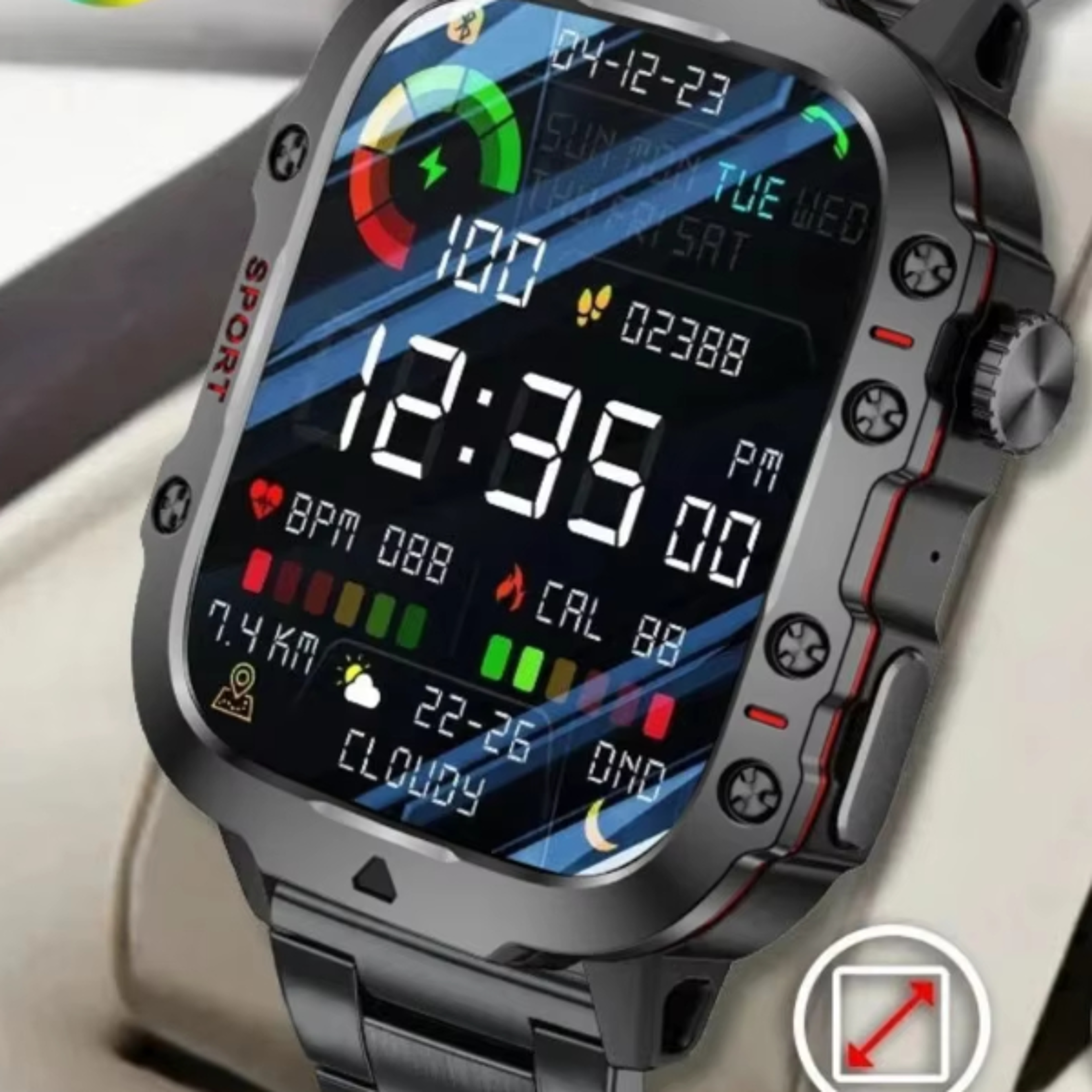 rugged military smart watch for men outdoor bluetooth call hd touch screen smartwatch