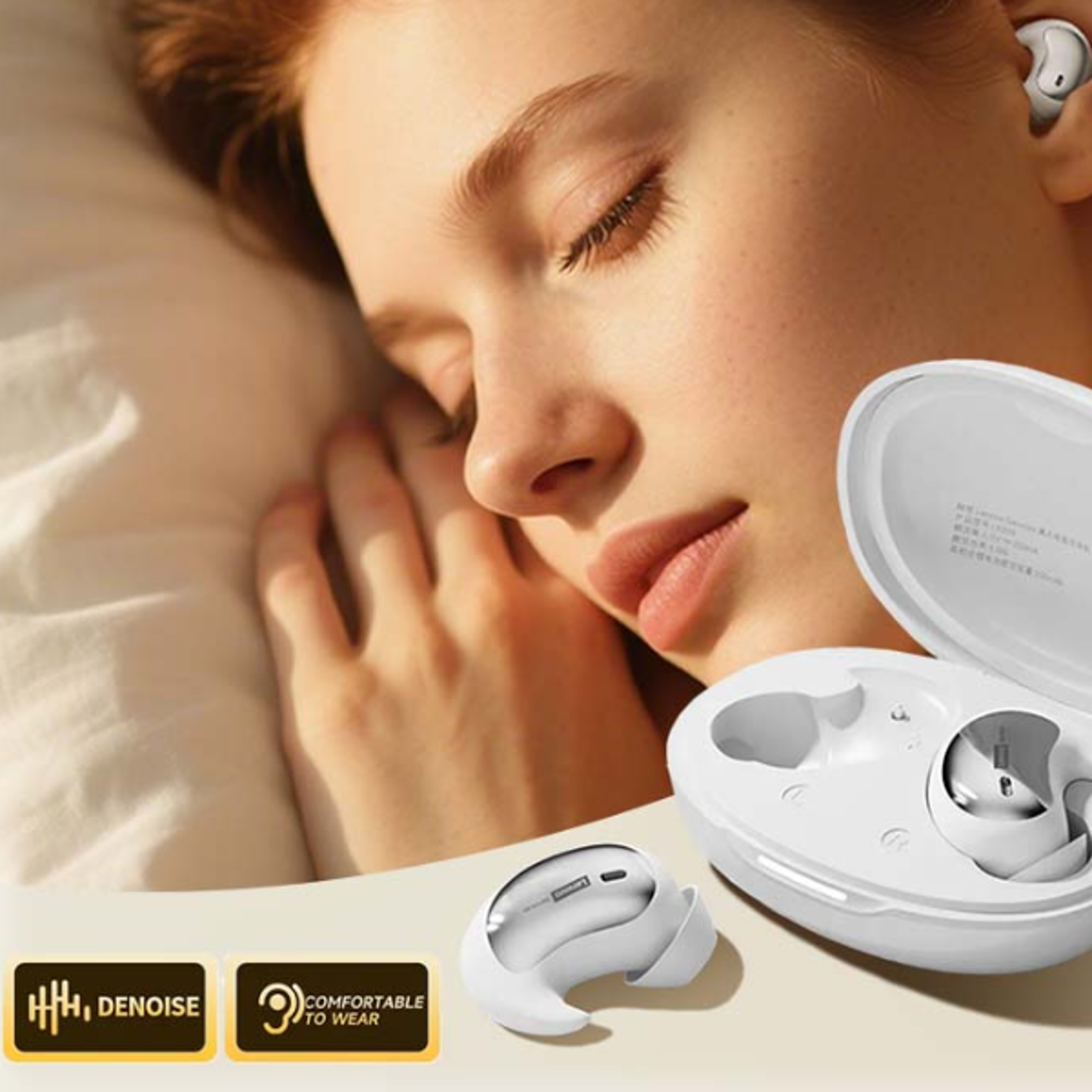 wireless sleep earphones bluetooth comfortable in-ear earbuds for long endurance & invisible stereo sound