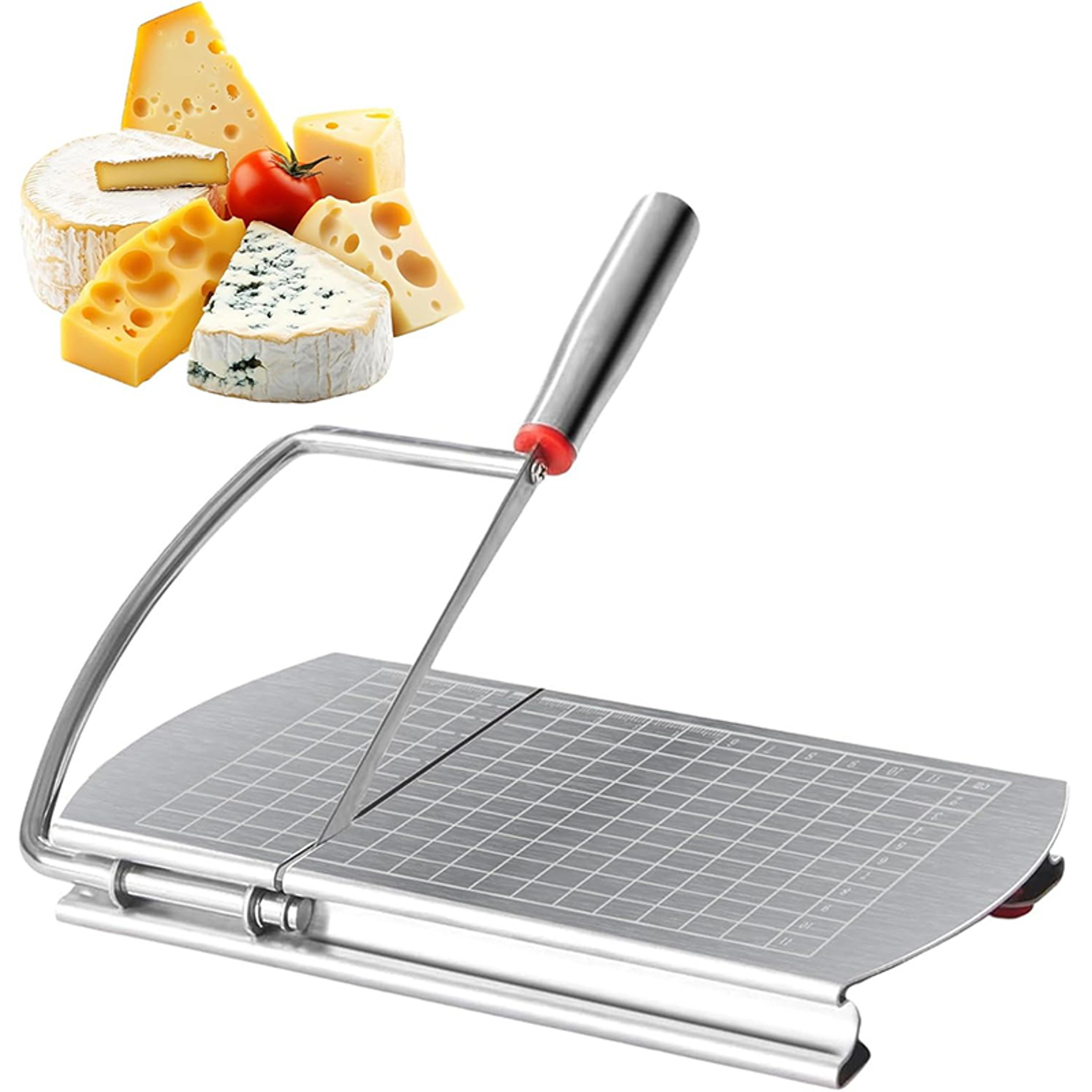 multipurpose cheese slicer cutter with grid scale stainless steel cheese board for block cheese & butter