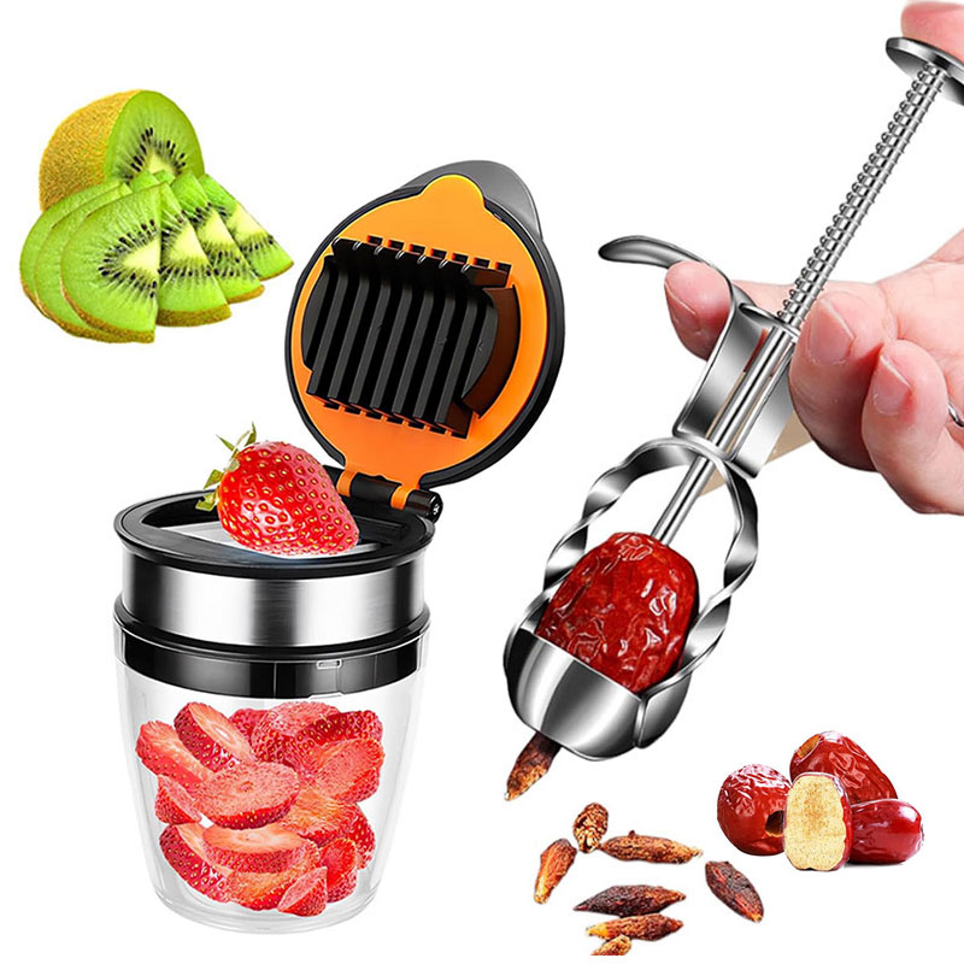 mini fruit slicer & chopper stainless steel strawberry, egg, banana, grape, kiwi cutter kitchen gadget