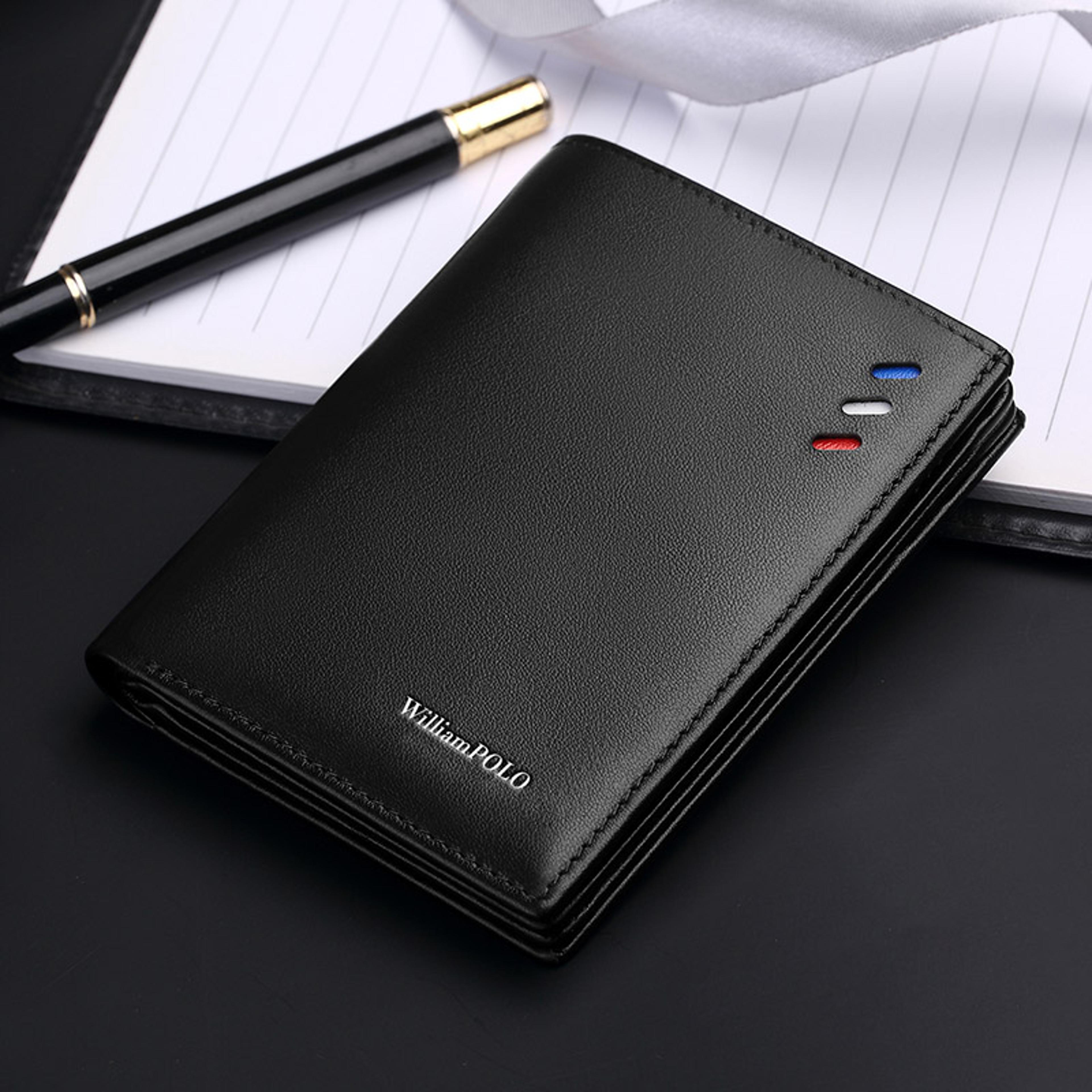 genuine leather men's wallet stylish short card holder & multifunctional coin purse