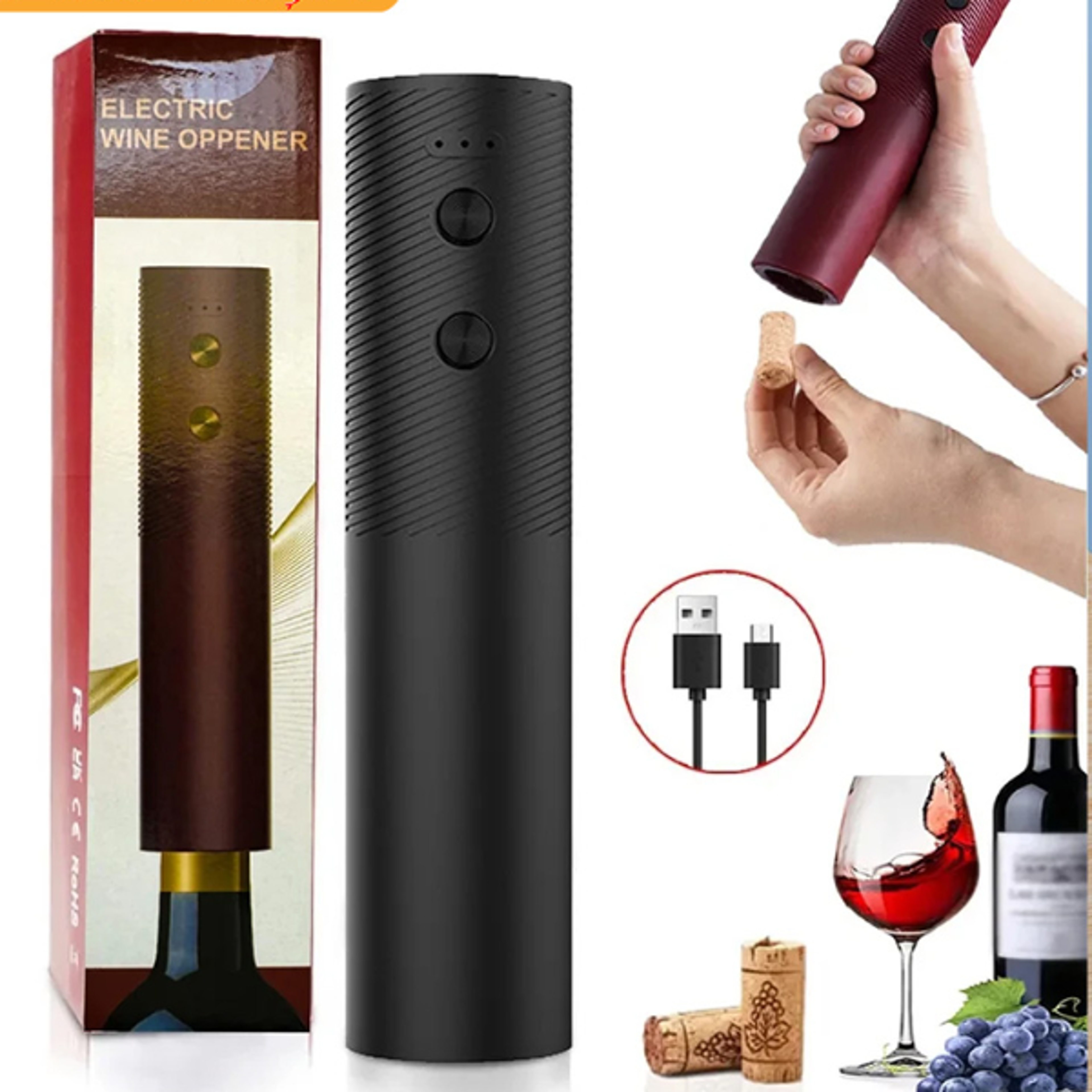 electric wine bottle opener one click automatic rechargeable corkscrew for red wine lovers