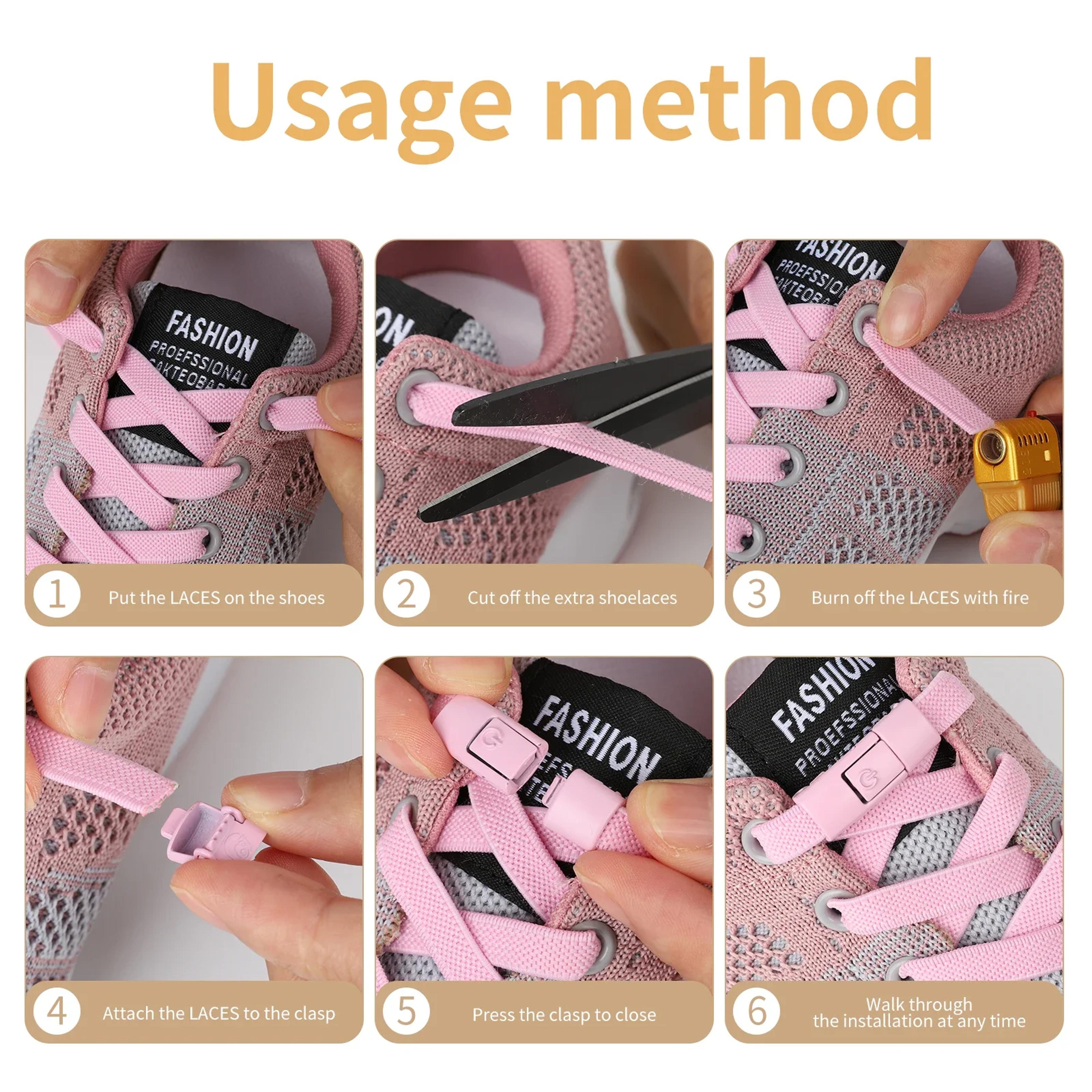 Elastic No Tie Shoe Laces Widened Flat Shoelaces With Press Lock For Sneakers Kids  Adults 5