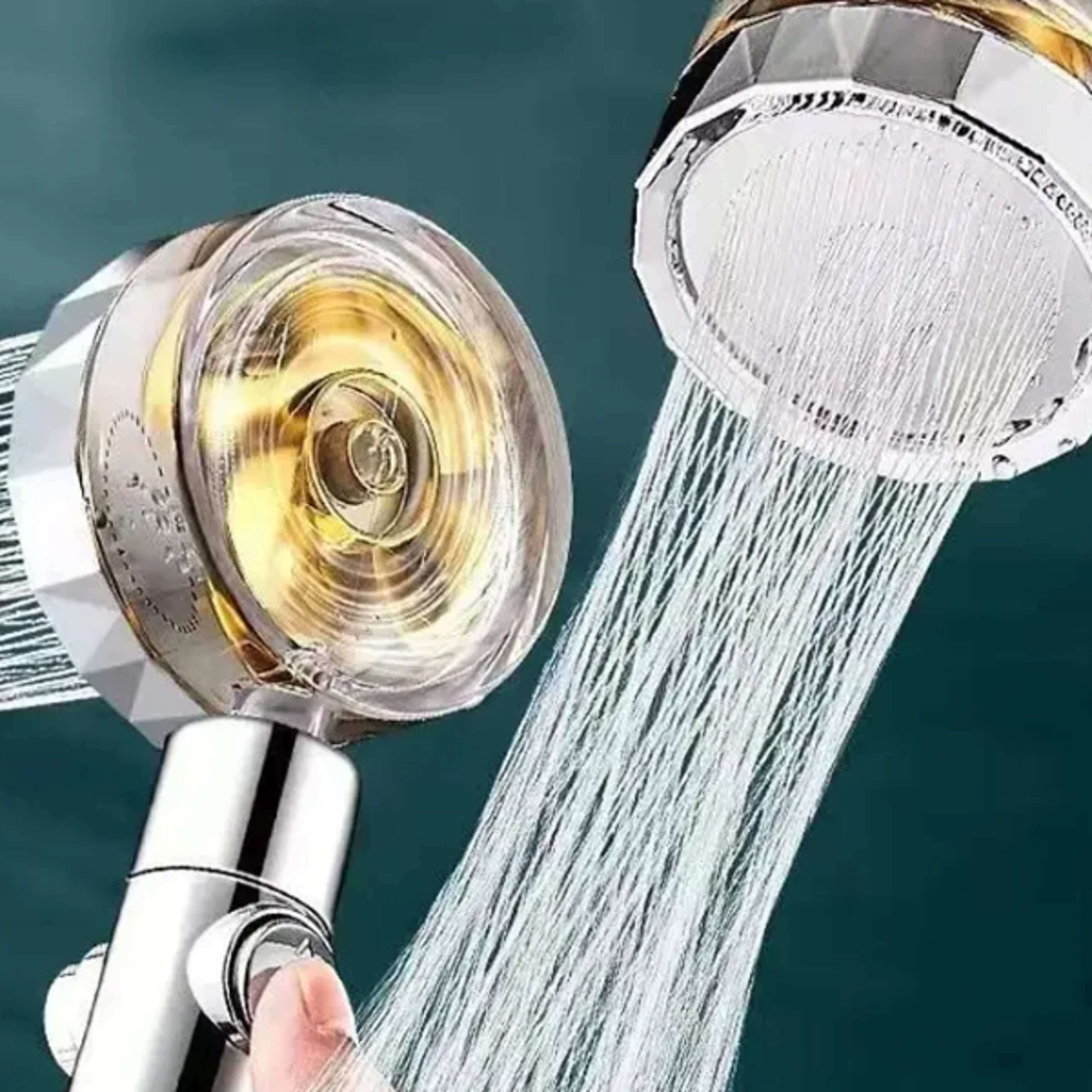 pressurized turbo shower head rotating water saving propeller fan for optimal bathroom comfort