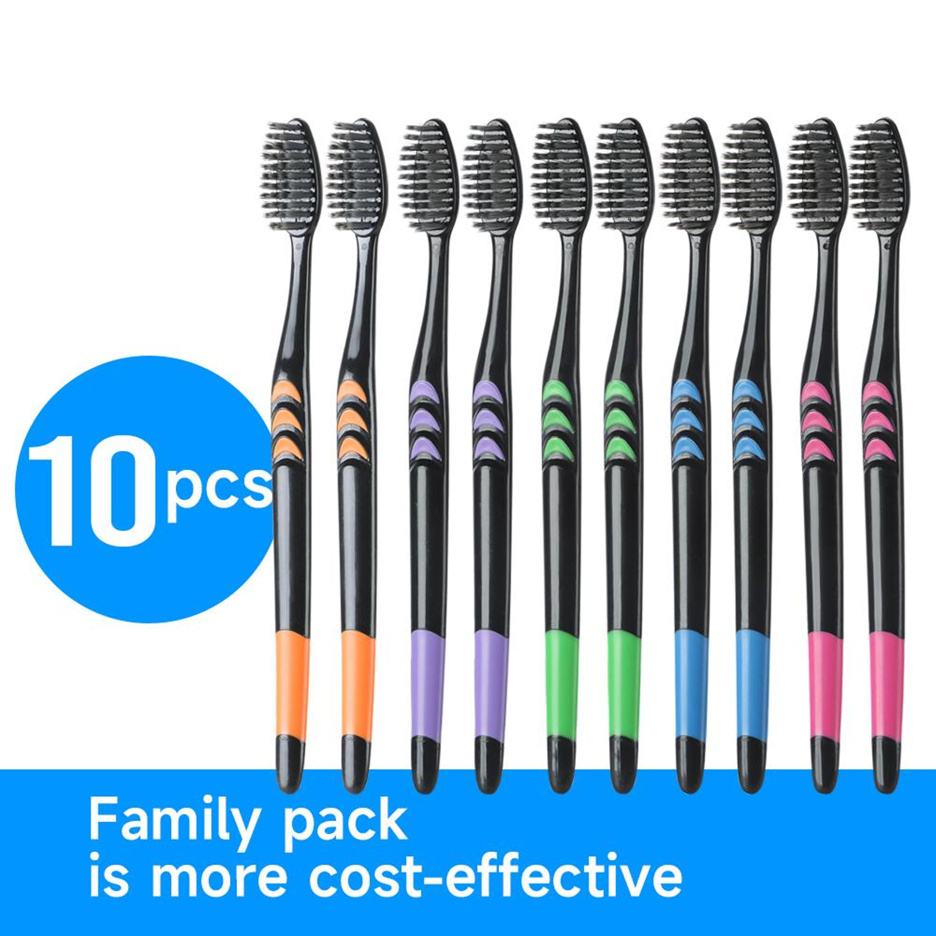 family pack bamboo charcoal toothbrushes eco-friendly soft bristles for travel