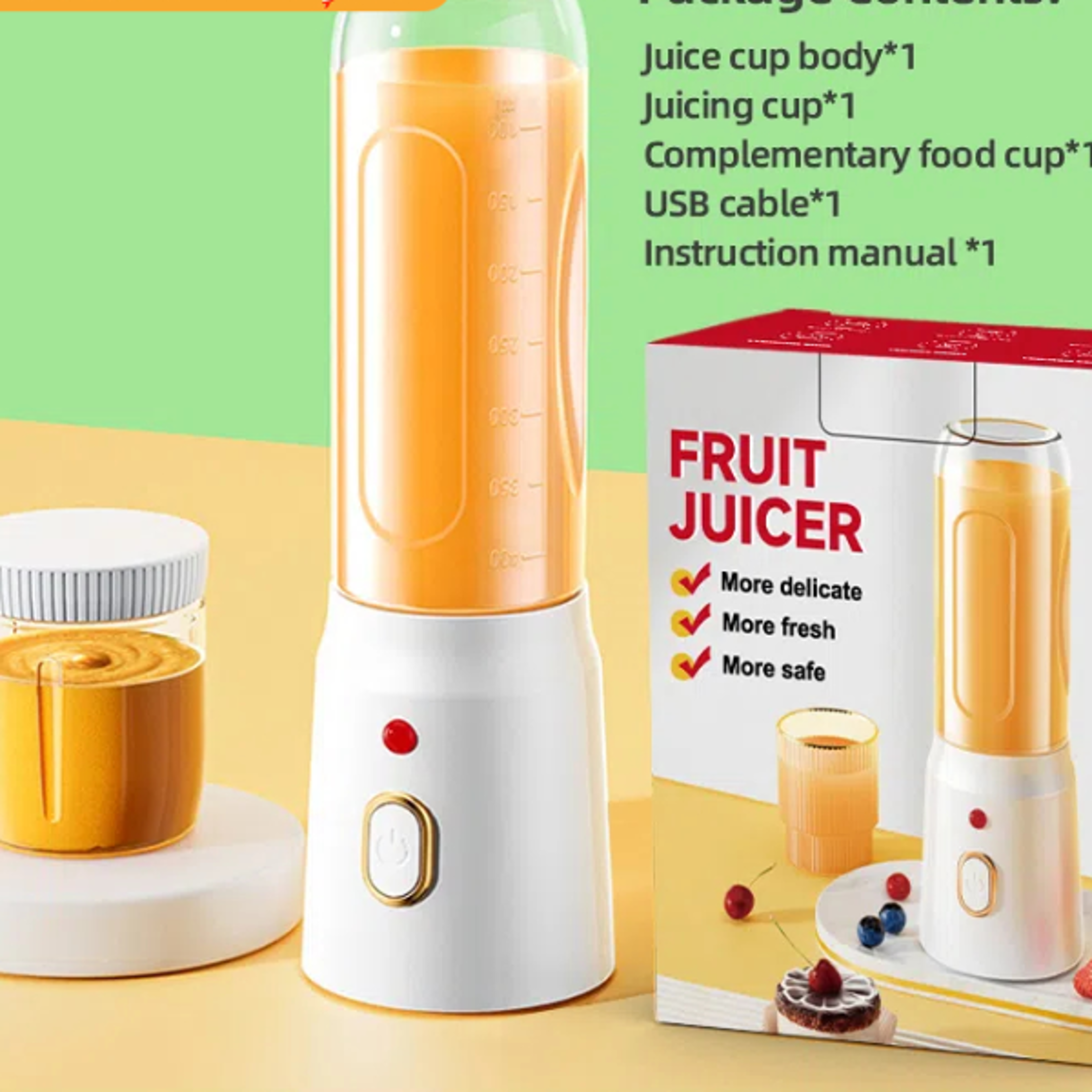 portable electric blender usb rechargeable cordless juicer for smoothie, milkshake & juice