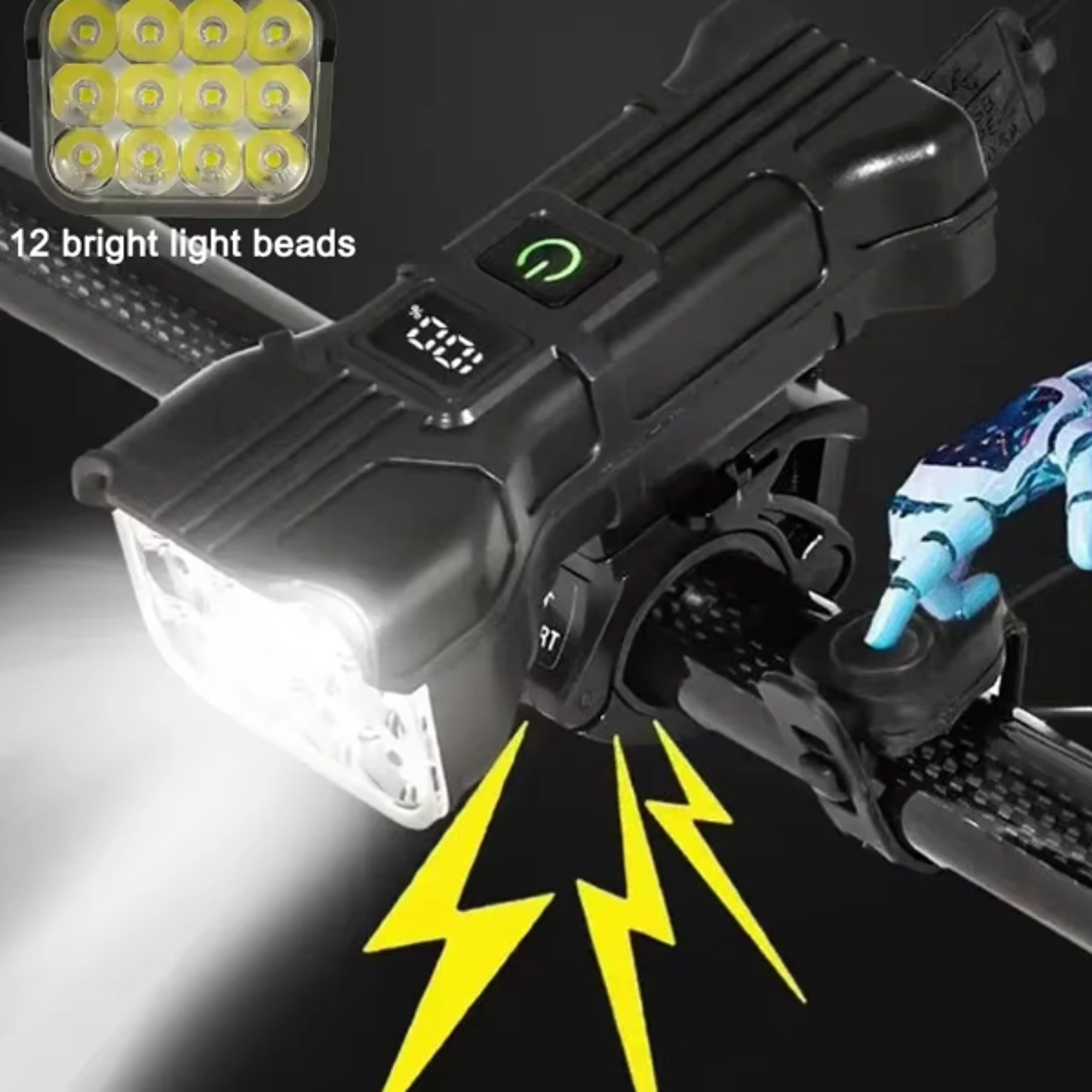 rechargeable led bike light with horn ultra-bright front safety lamp for night cycling